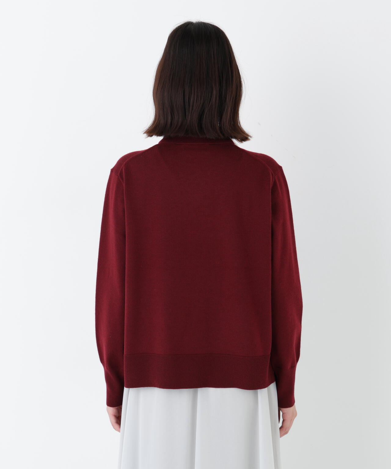 ≪洗える≫ハイゲージプレーティング天竺衿付きニット