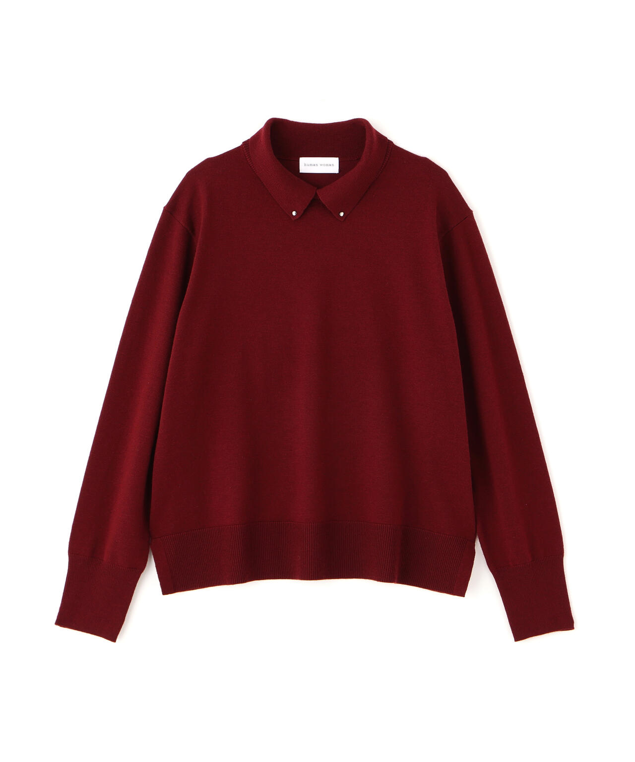 ≪洗える≫ハイゲージプレーティング天竺衿付きニット