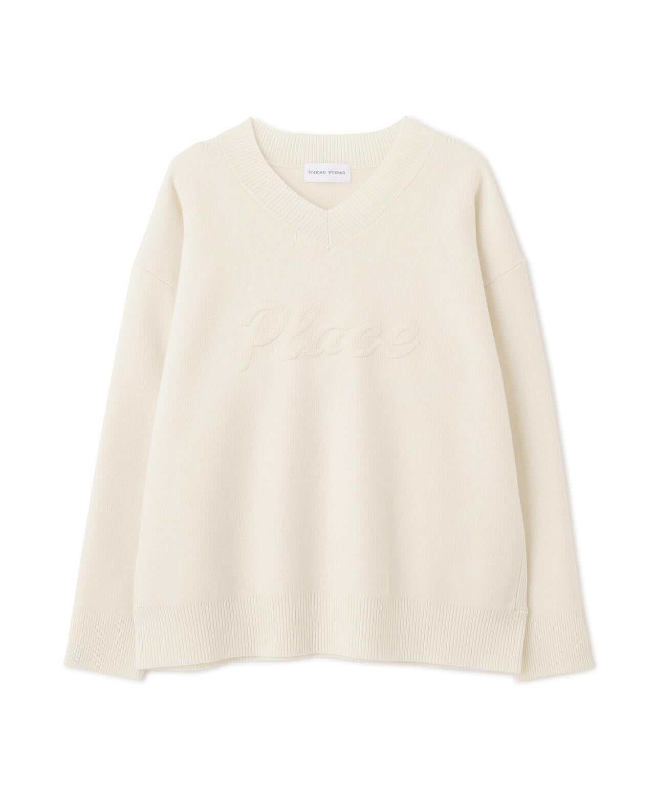 レタードジャガードVネックニット