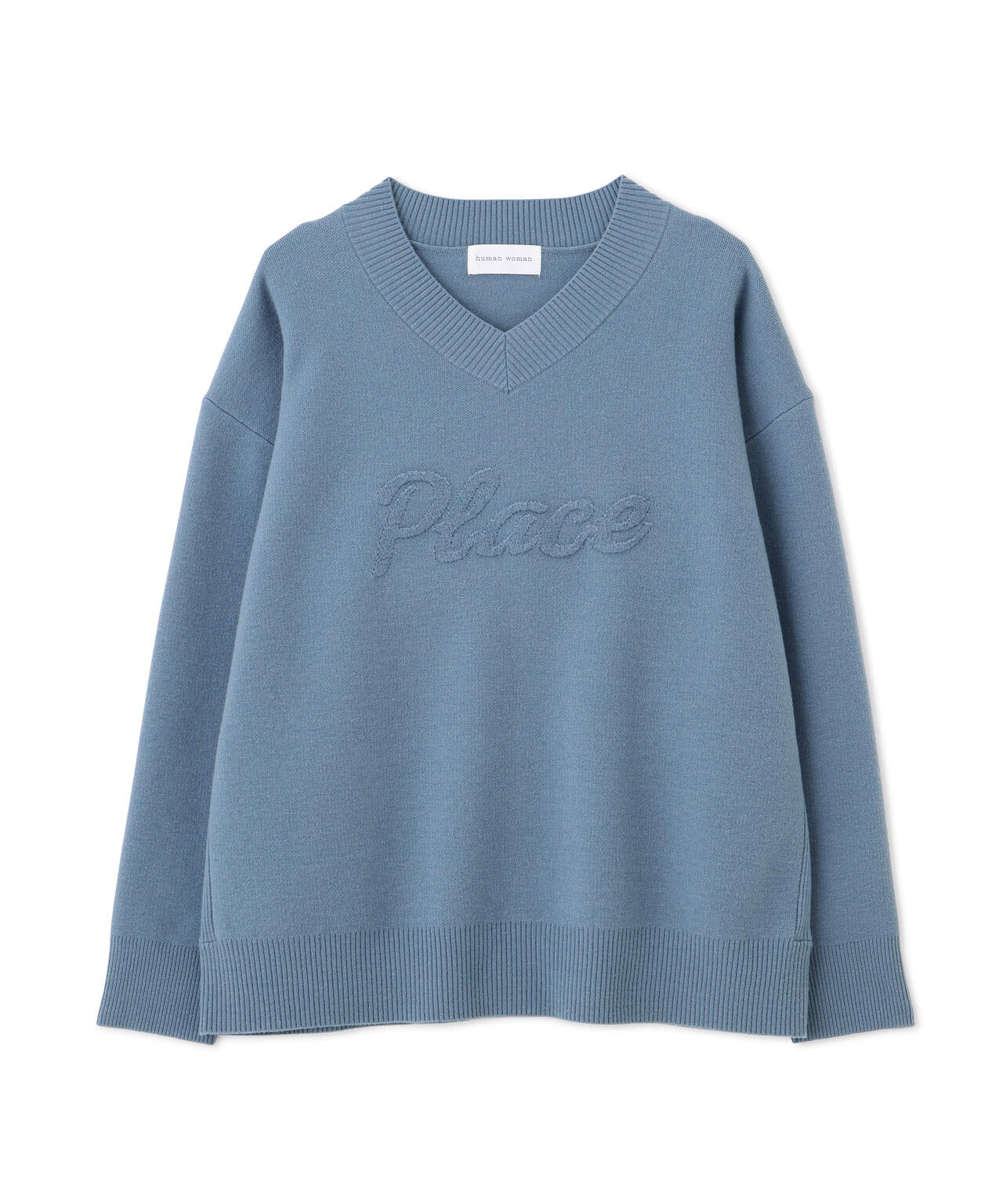 レタードジャガードVネックニット