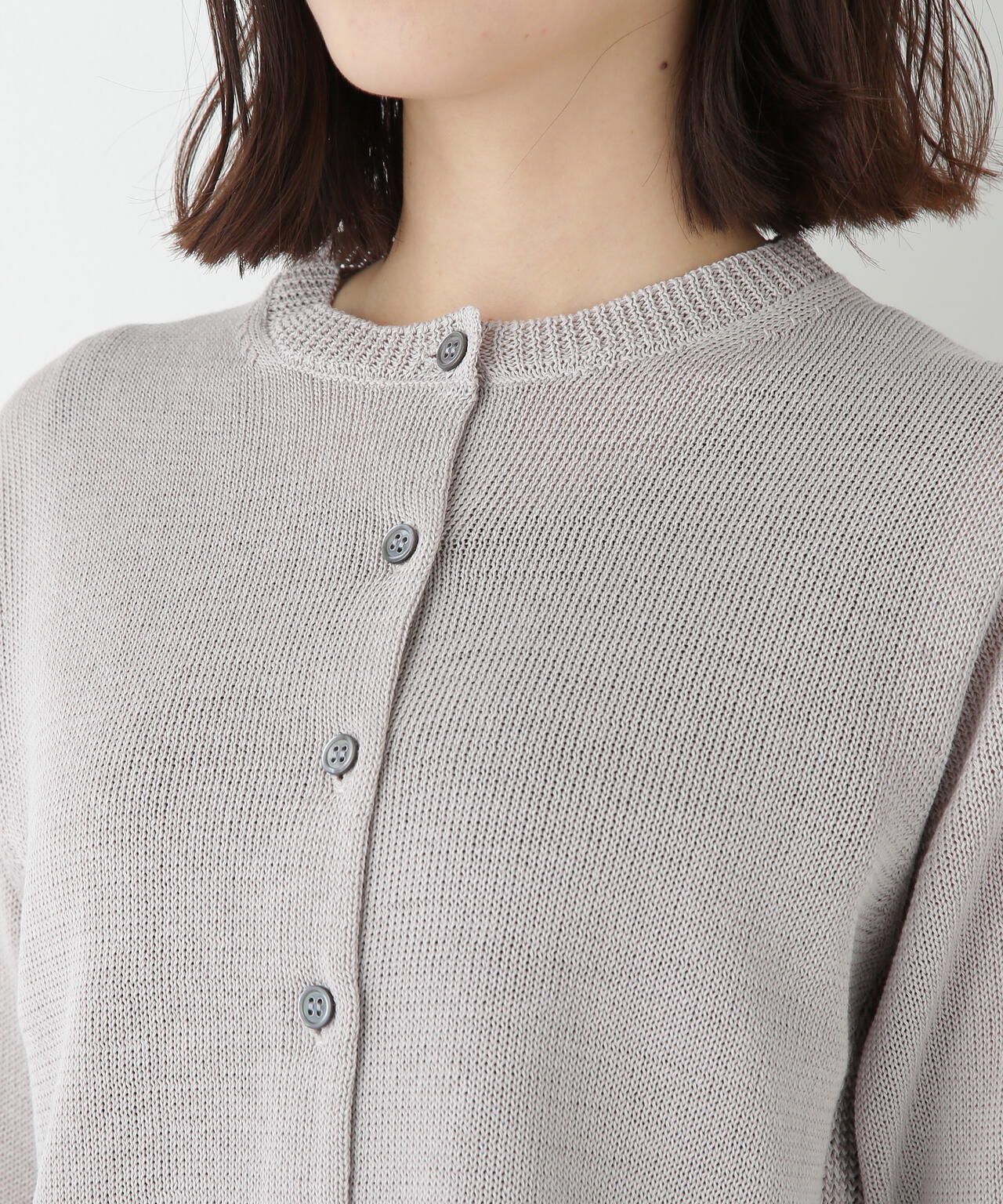 ミドルゲージギマクルーネック半袖カーディガン