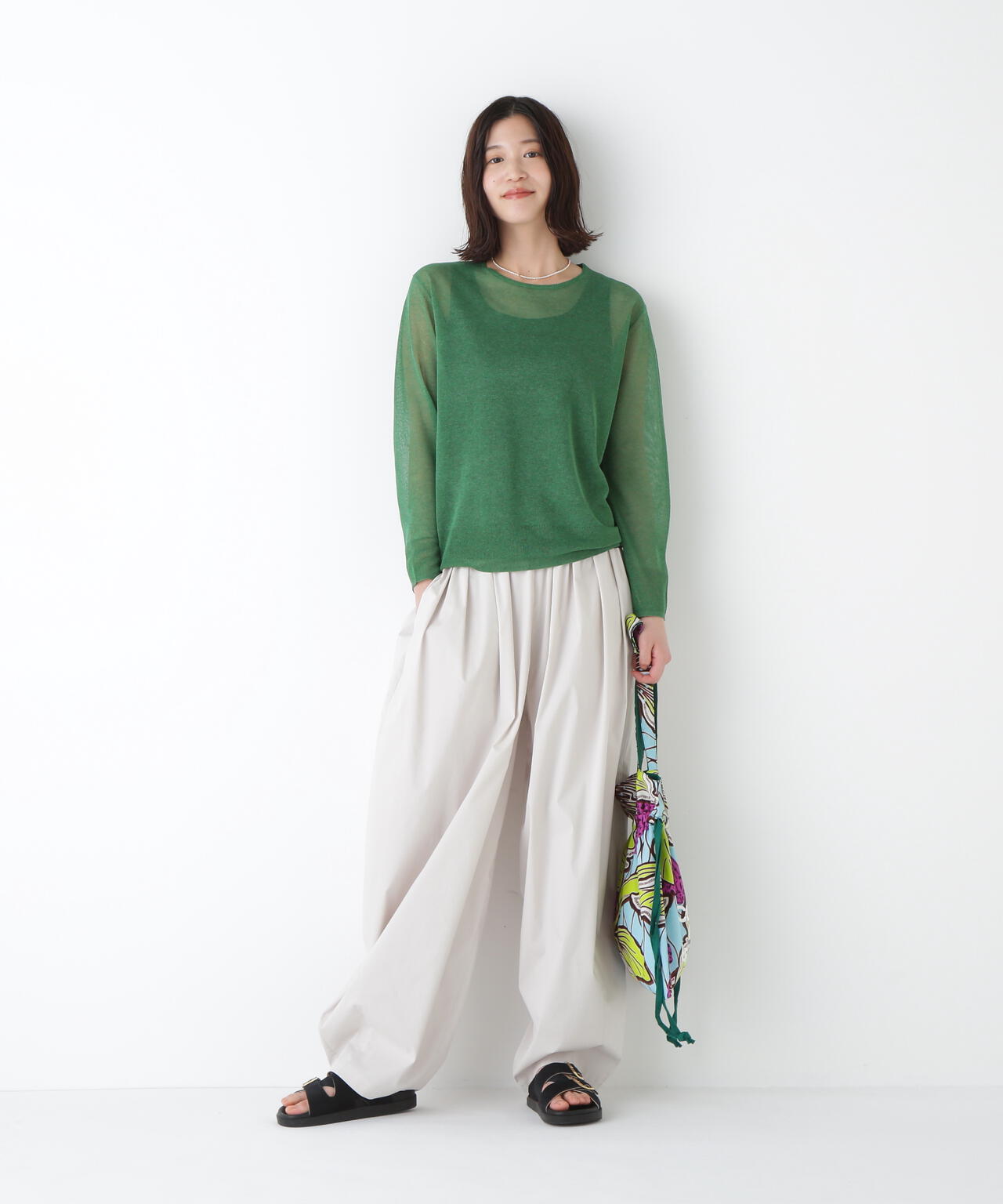 ハイゲージラメクルーネックプルオーバー