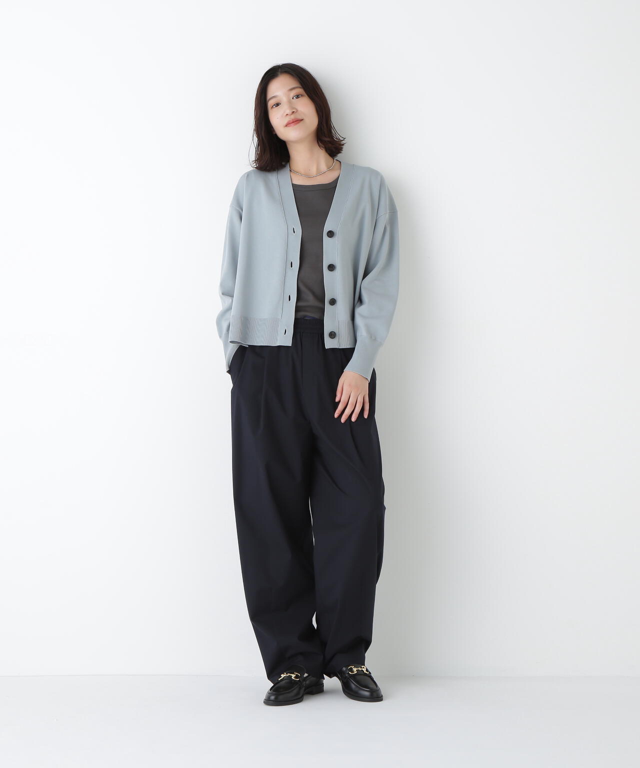 オーガニックコットン混プレーティングカーディガン