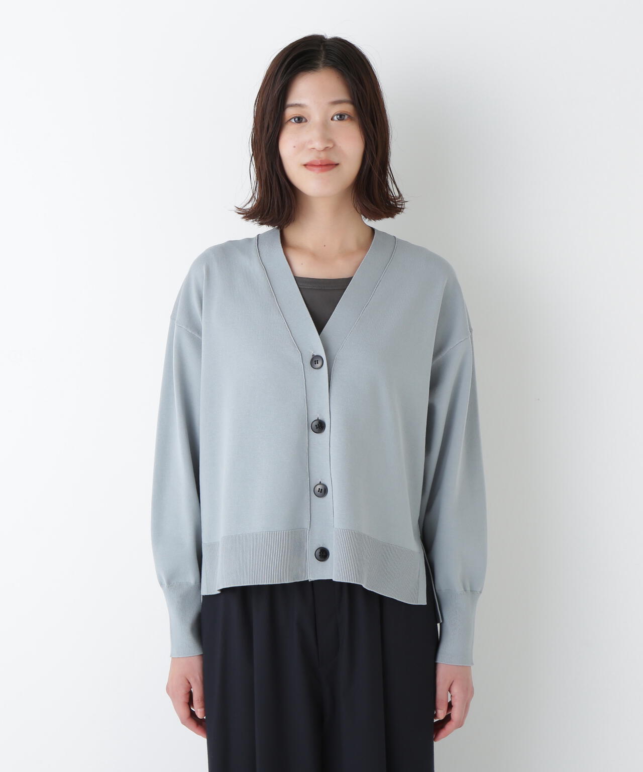 オーガニックコットン混プレーティングカーディガン