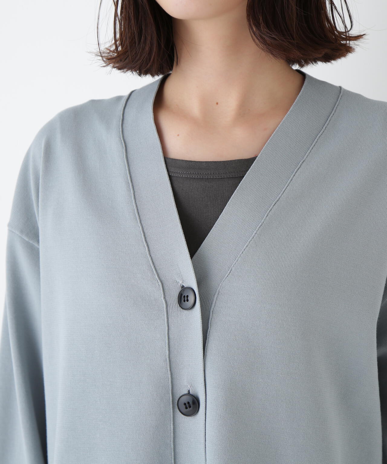 オーガニックコットン混プレーティングカーディガン