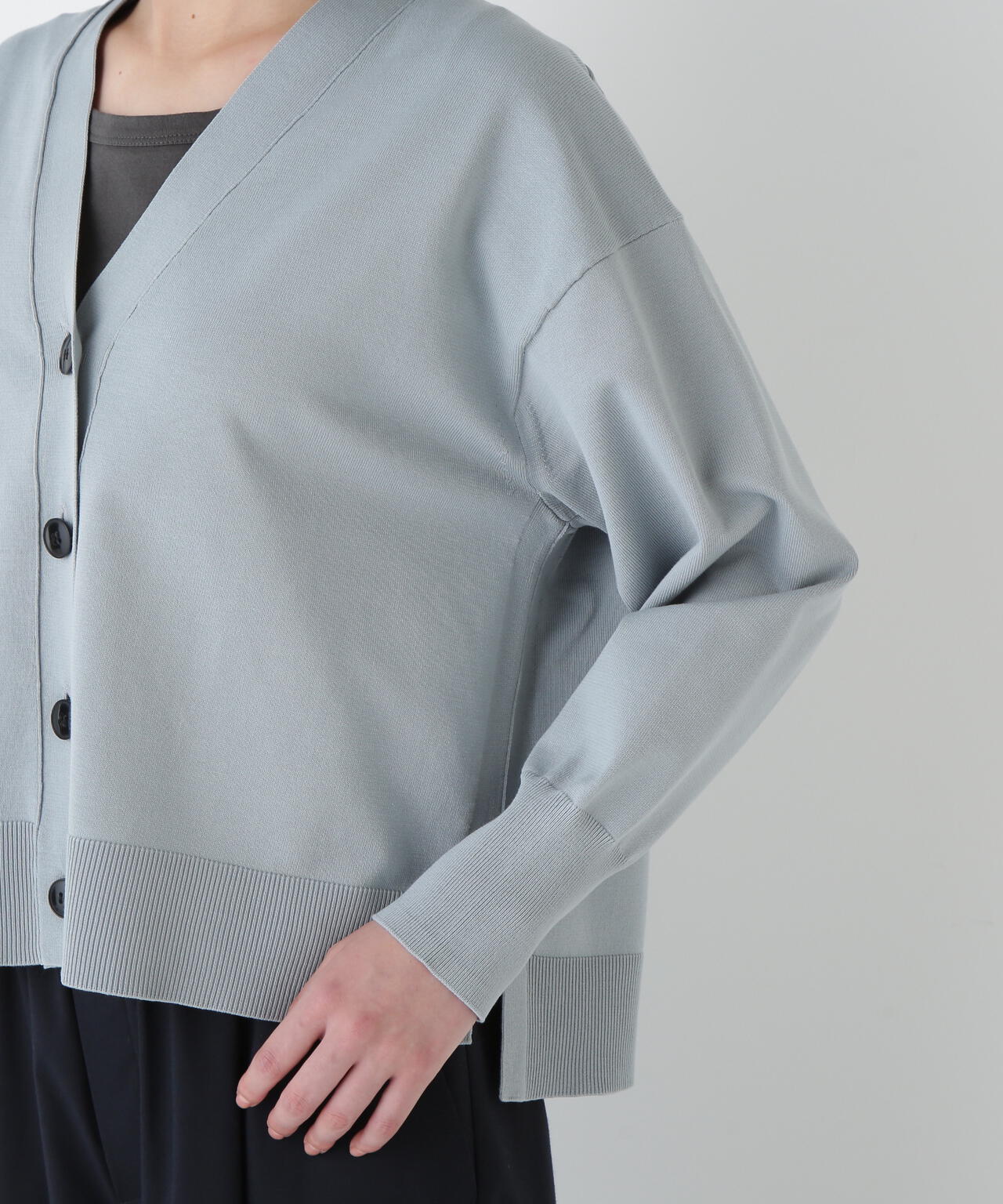 オーガニックコットン混プレーティングカーディガン