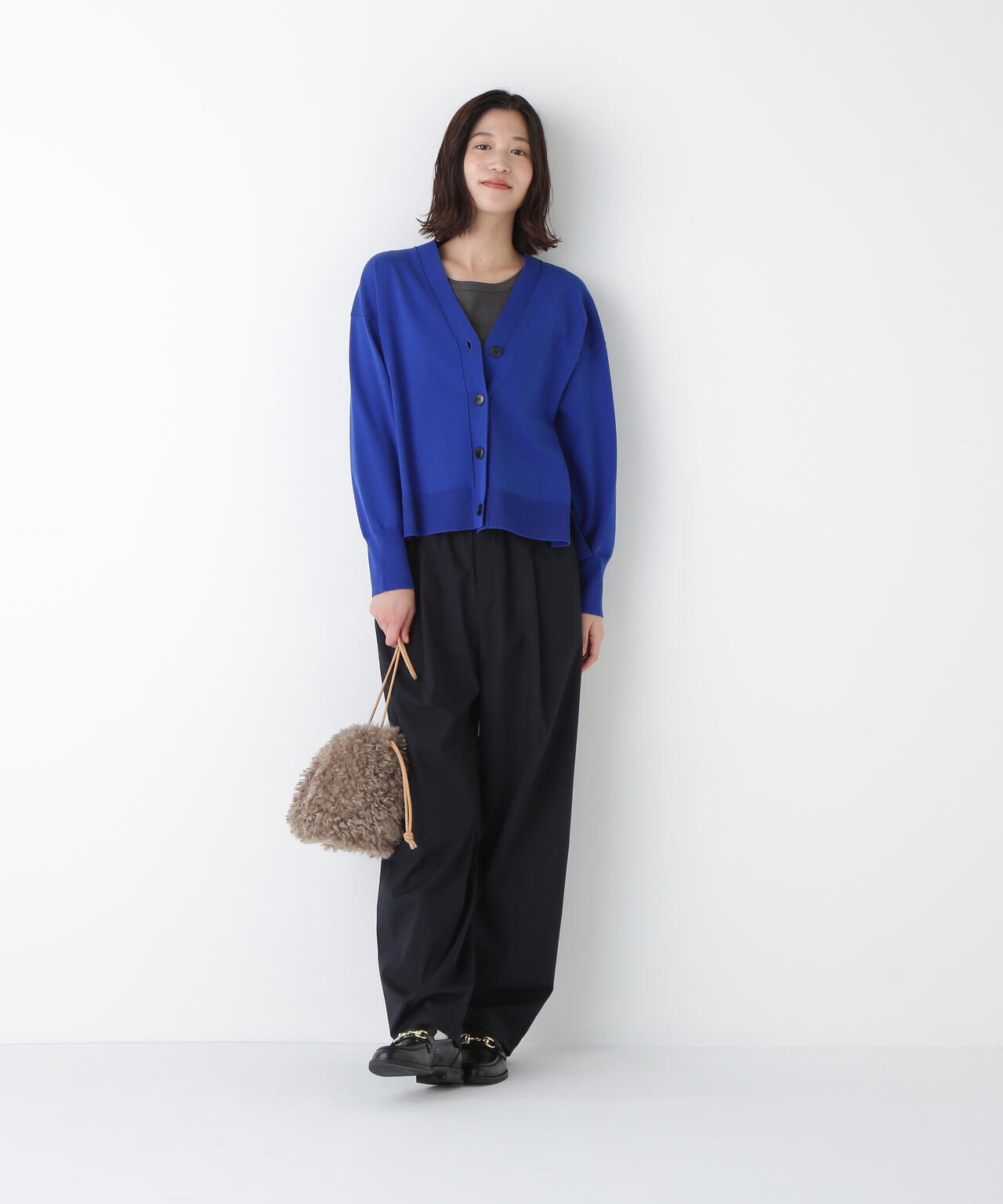 オーガニックコットン混プレーティングカーディガン