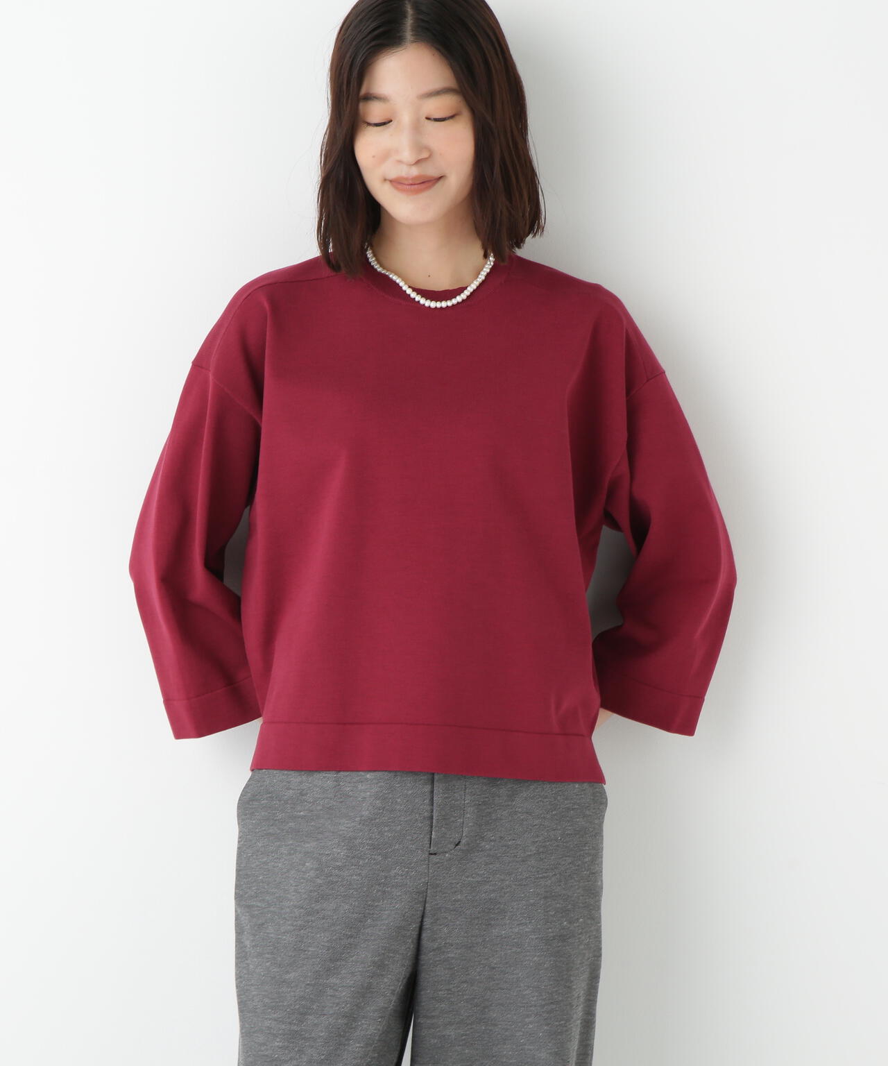 オーガニックコットン混プレーティングプルオーバー