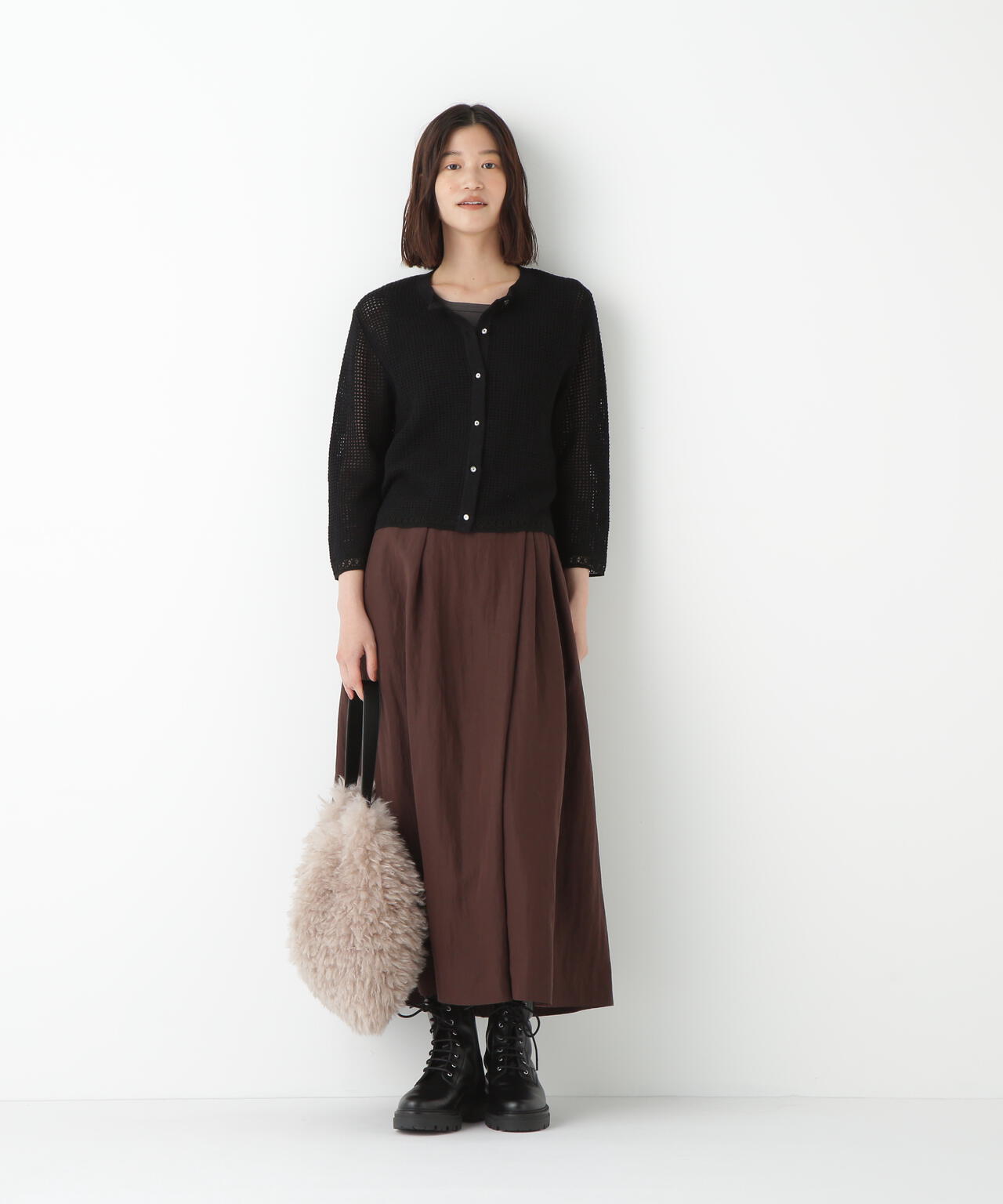 透かしブークレニットカーディガン