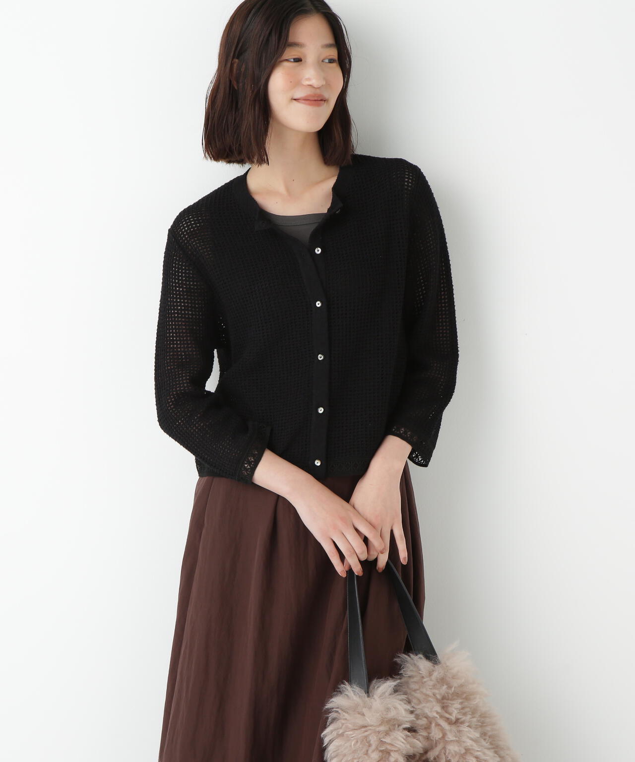 透かしブークレニットカーディガン