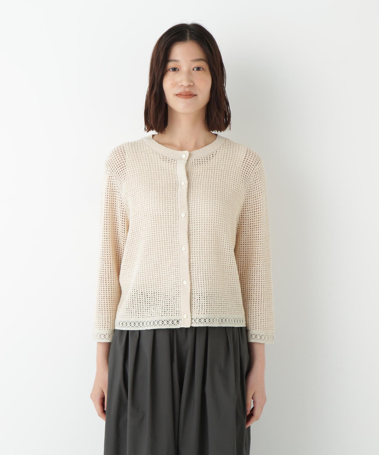 透かしブークレニットカーディガン