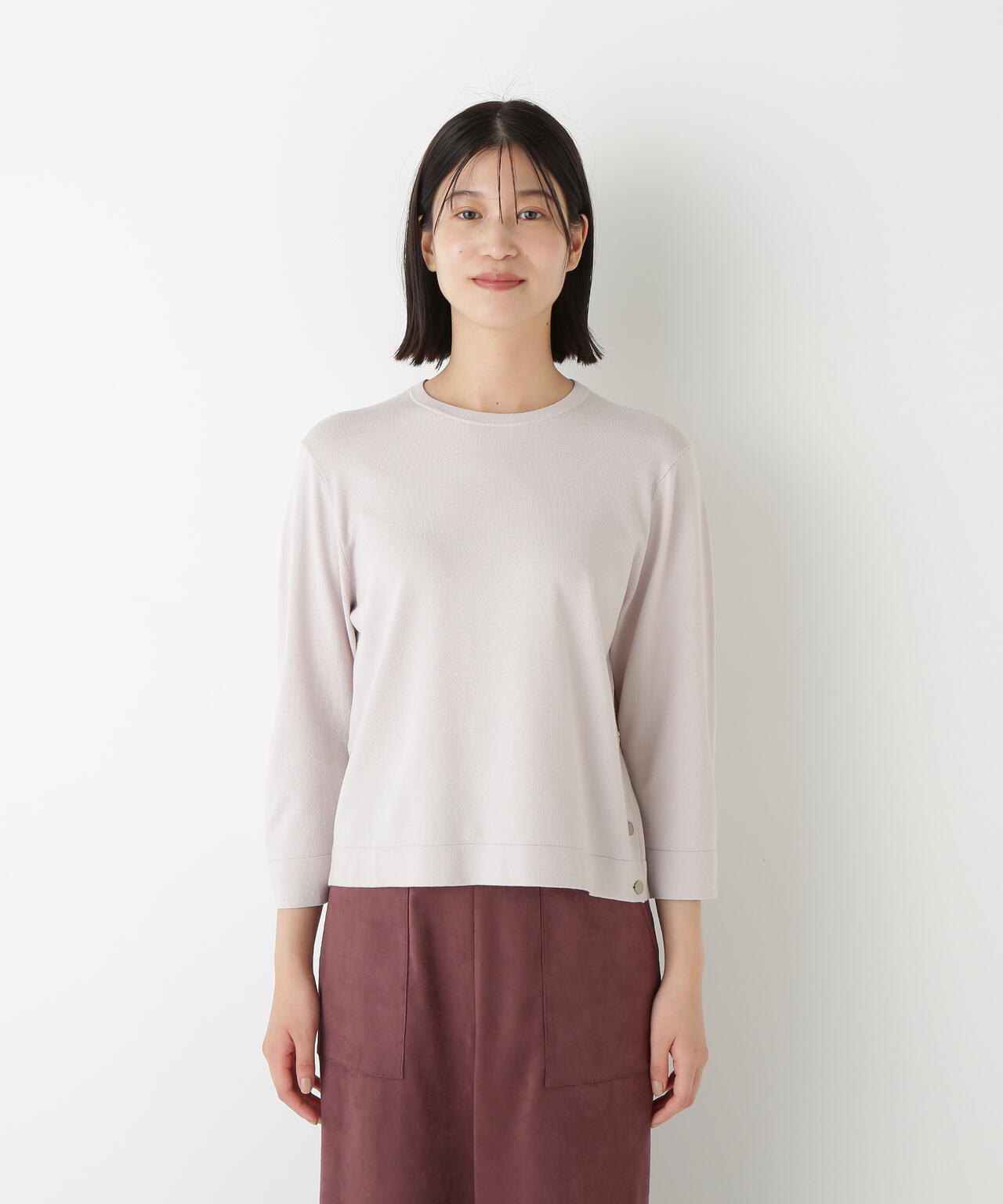 レーヨン混ハイゲージクルーネックプルオーバー