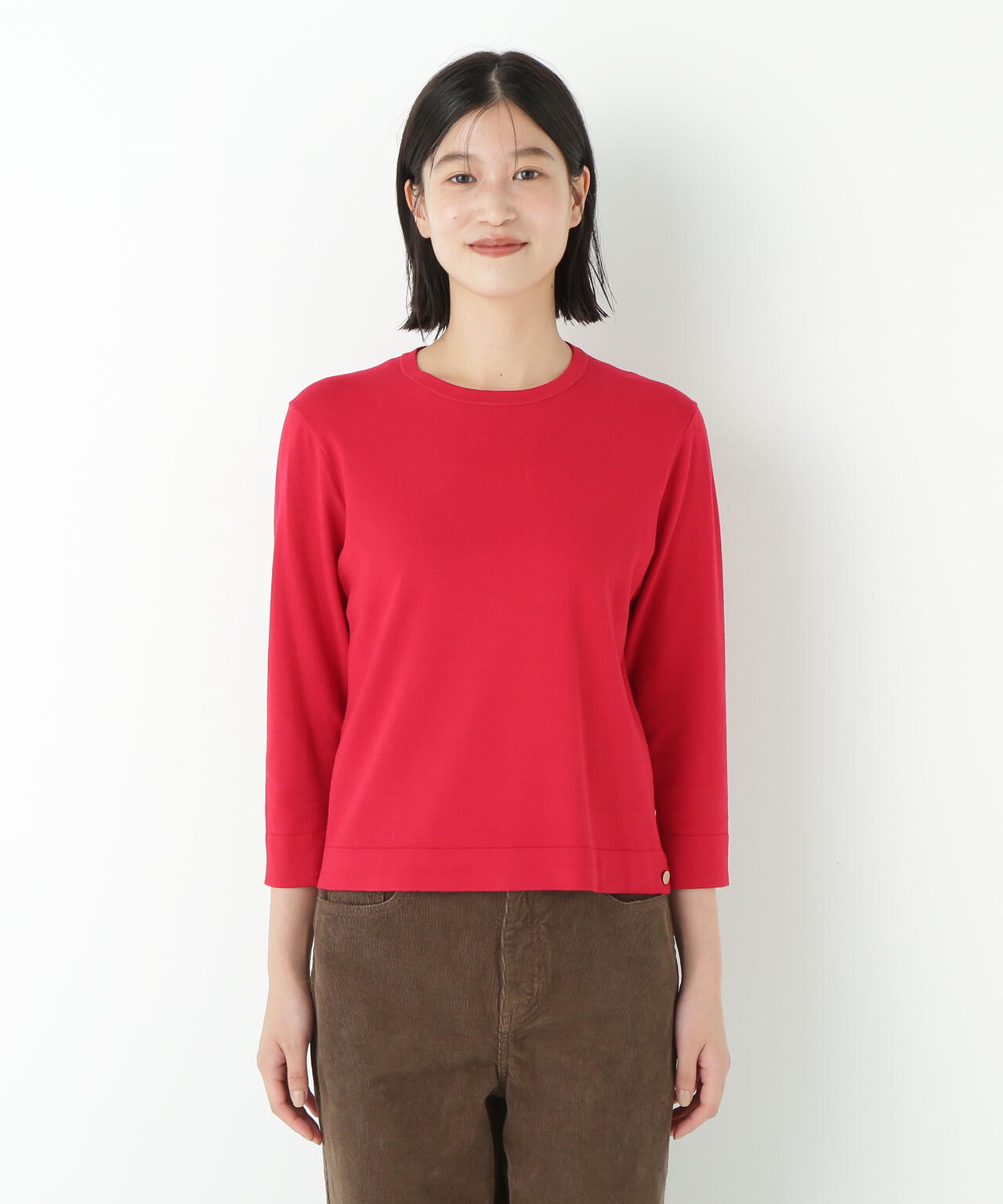 レーヨン混ハイゲージクルーネックプルオーバー