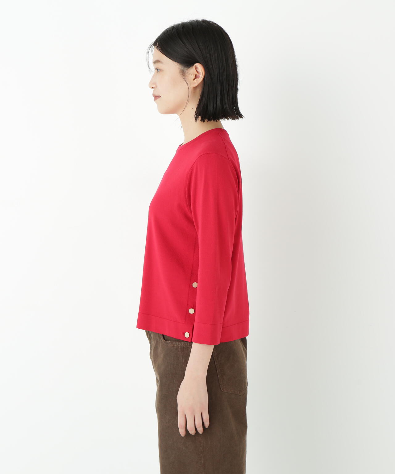 レーヨン混ハイゲージクルーネックプルオーバー