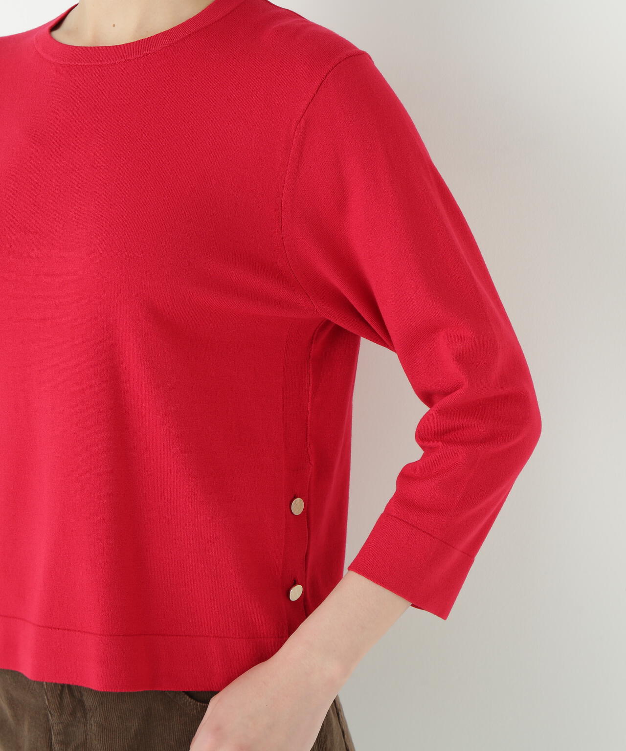 レーヨン混ハイゲージクルーネックプルオーバー