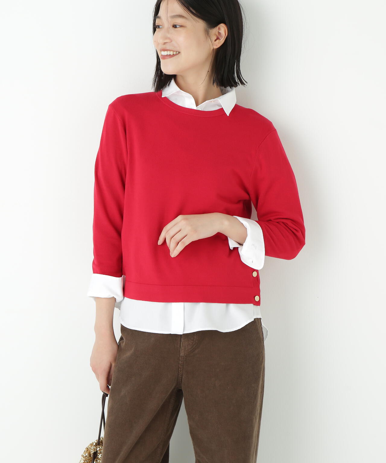 レーヨン混ハイゲージクルーネックプルオーバー