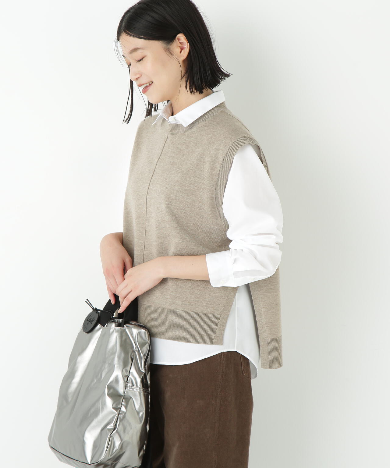 ハイゲージクルーネックニットベスト