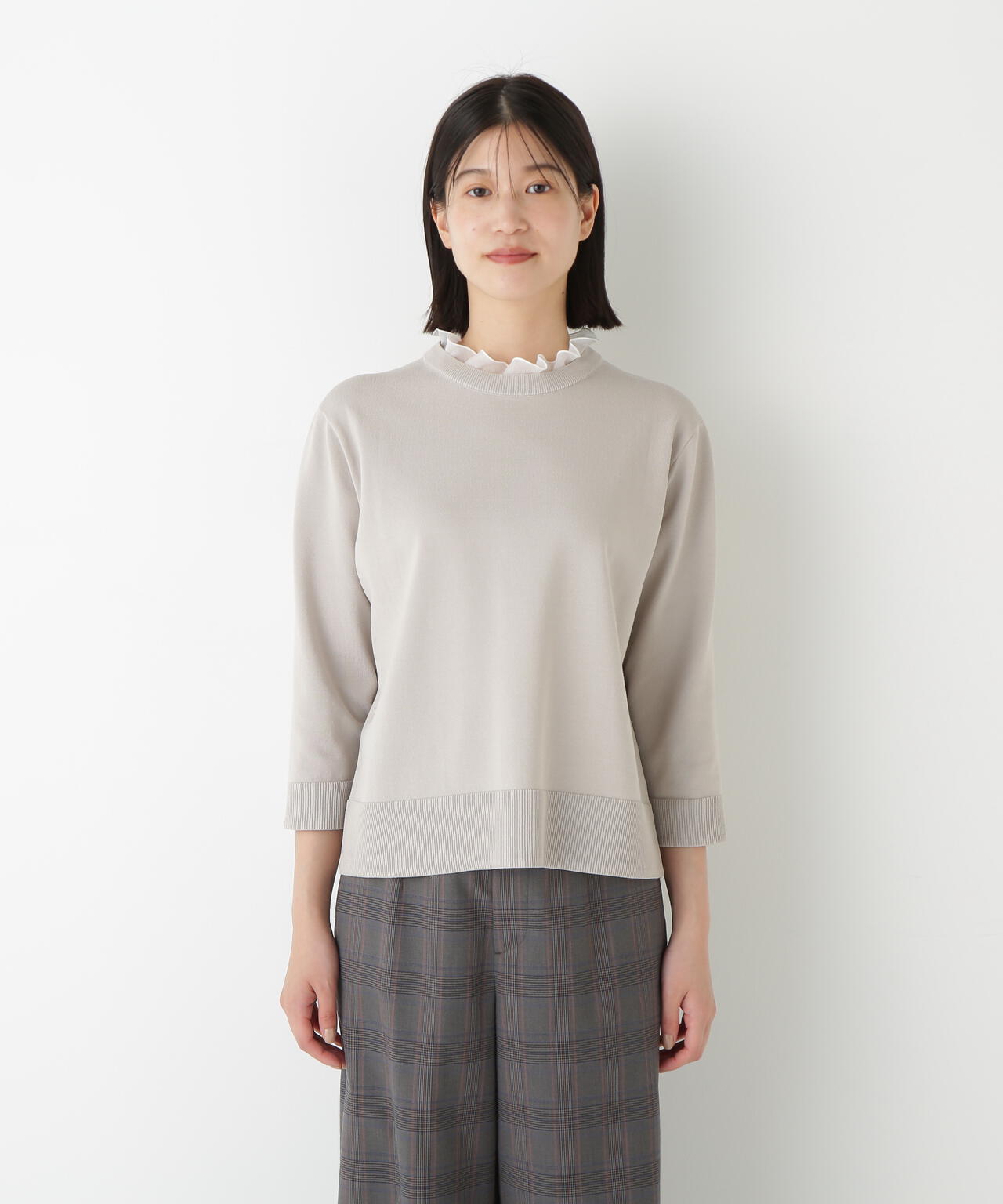 綿ポリエステル取外し衿付プルオーバー