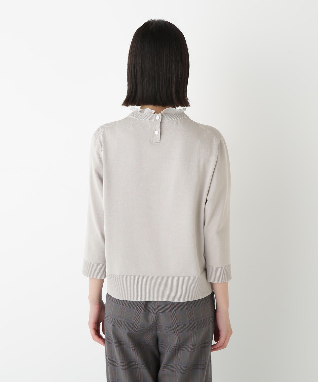 綿ポリエステル取外し衿付プルオーバー