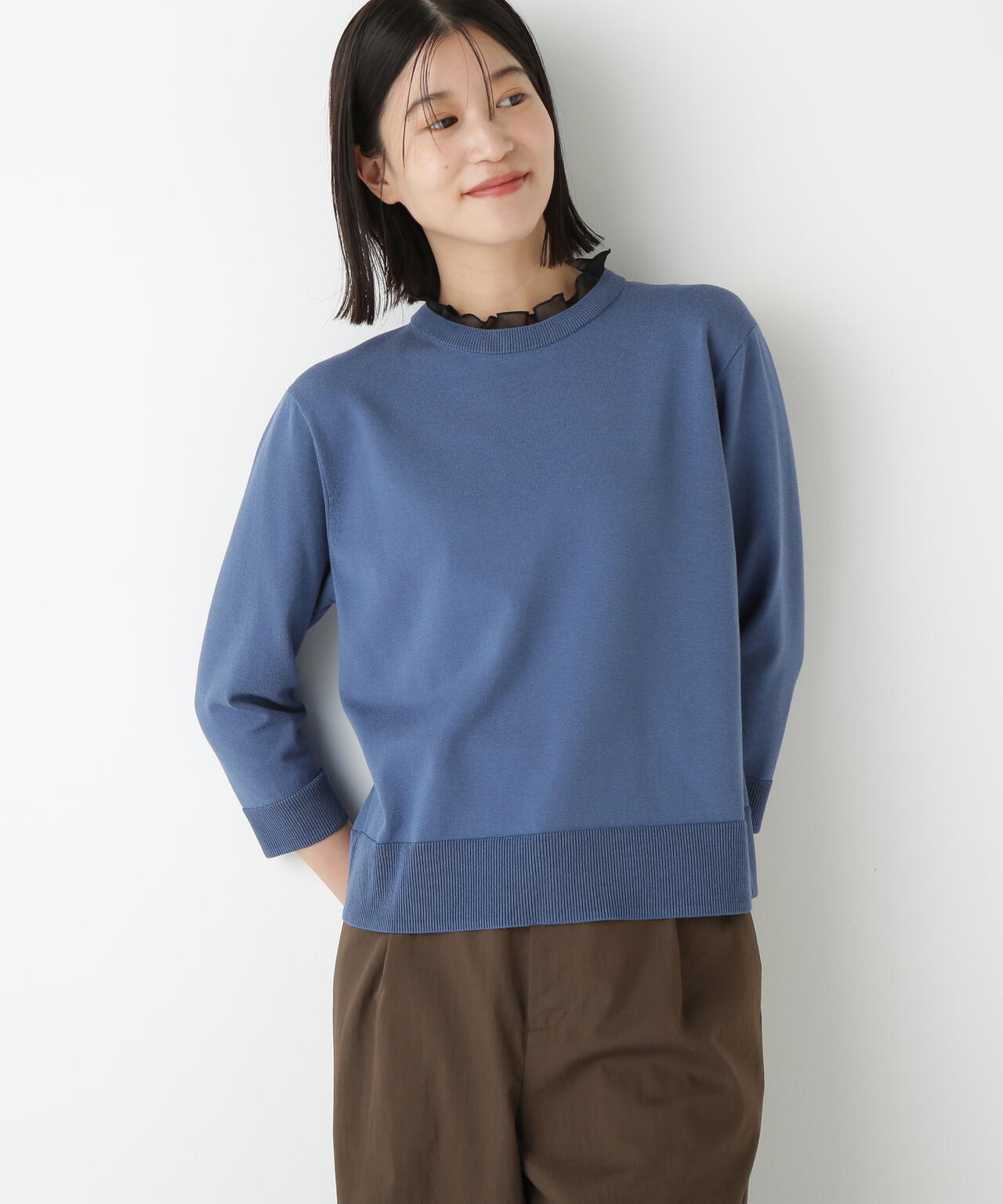 綿ポリエステル取外し衿付プルオーバー