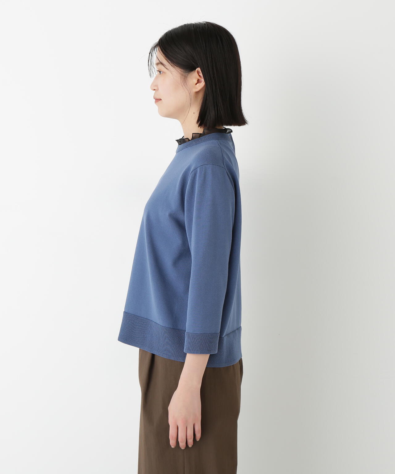 綿ポリエステル取外し衿付プルオーバー