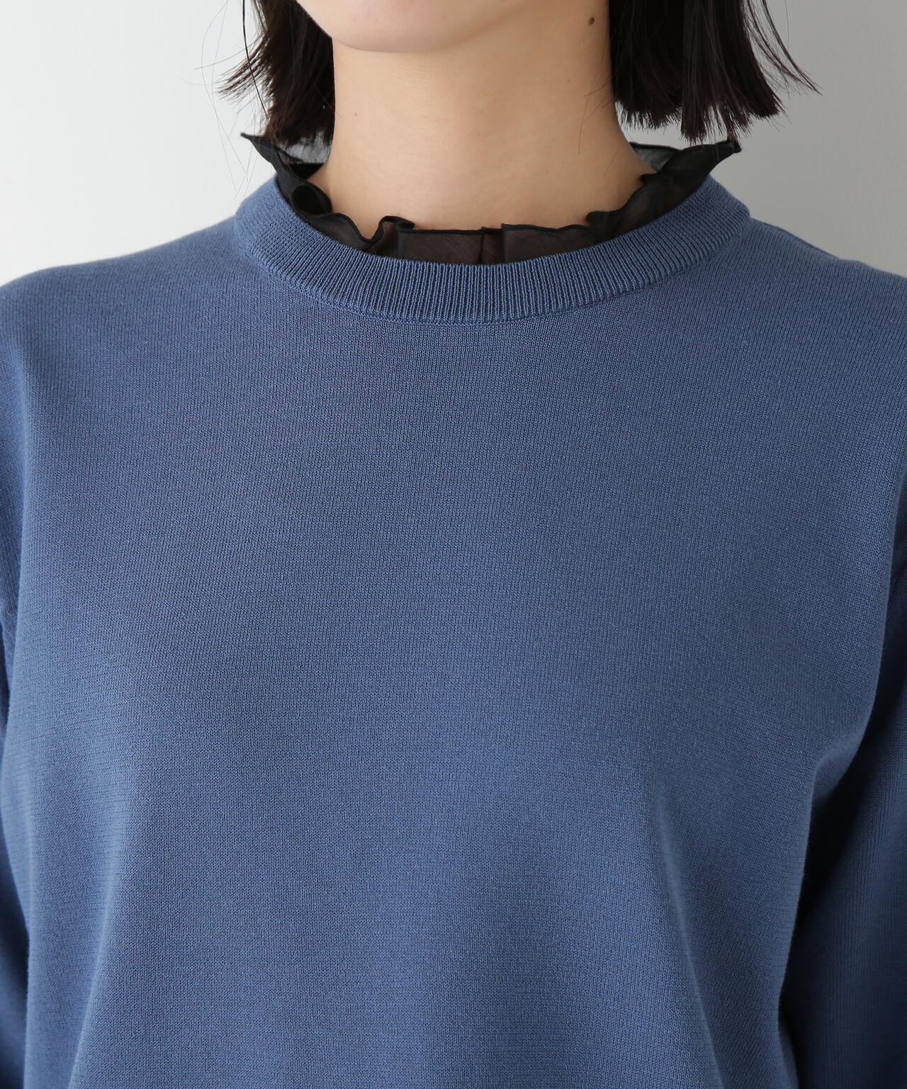 綿ポリエステル取外し衿付プルオーバー