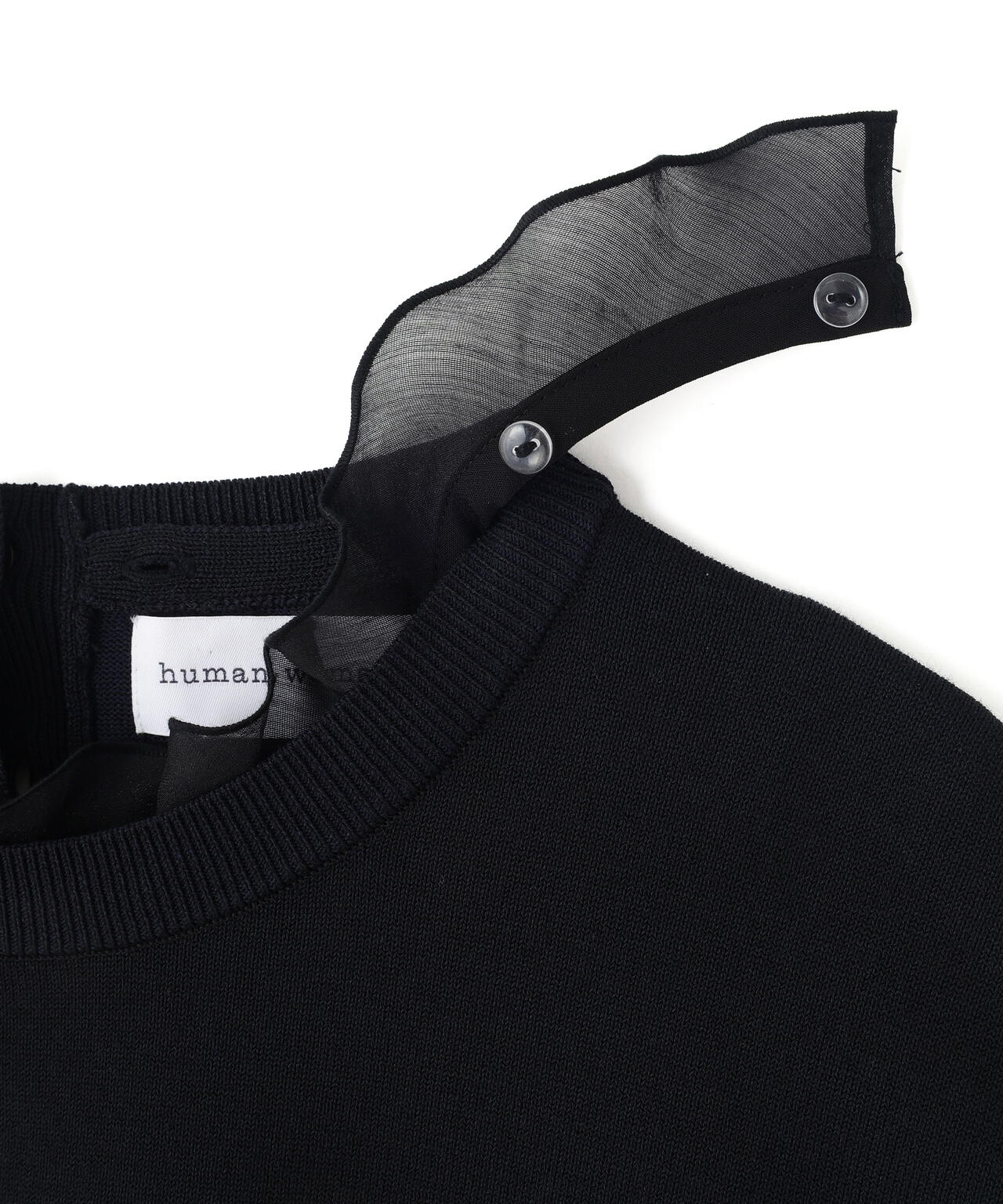 綿ポリエステル取外し衿付プルオーバー