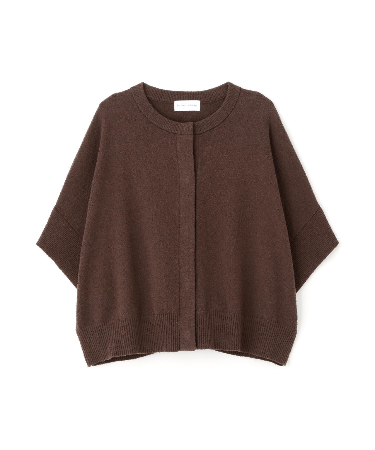 綿ナイロンブークレ半袖カーディガン