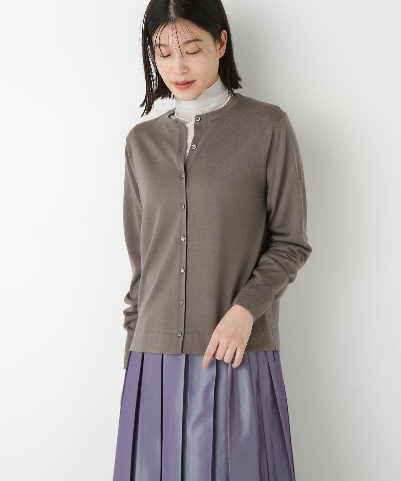 ハイツイストウールクルーネックカーディガン