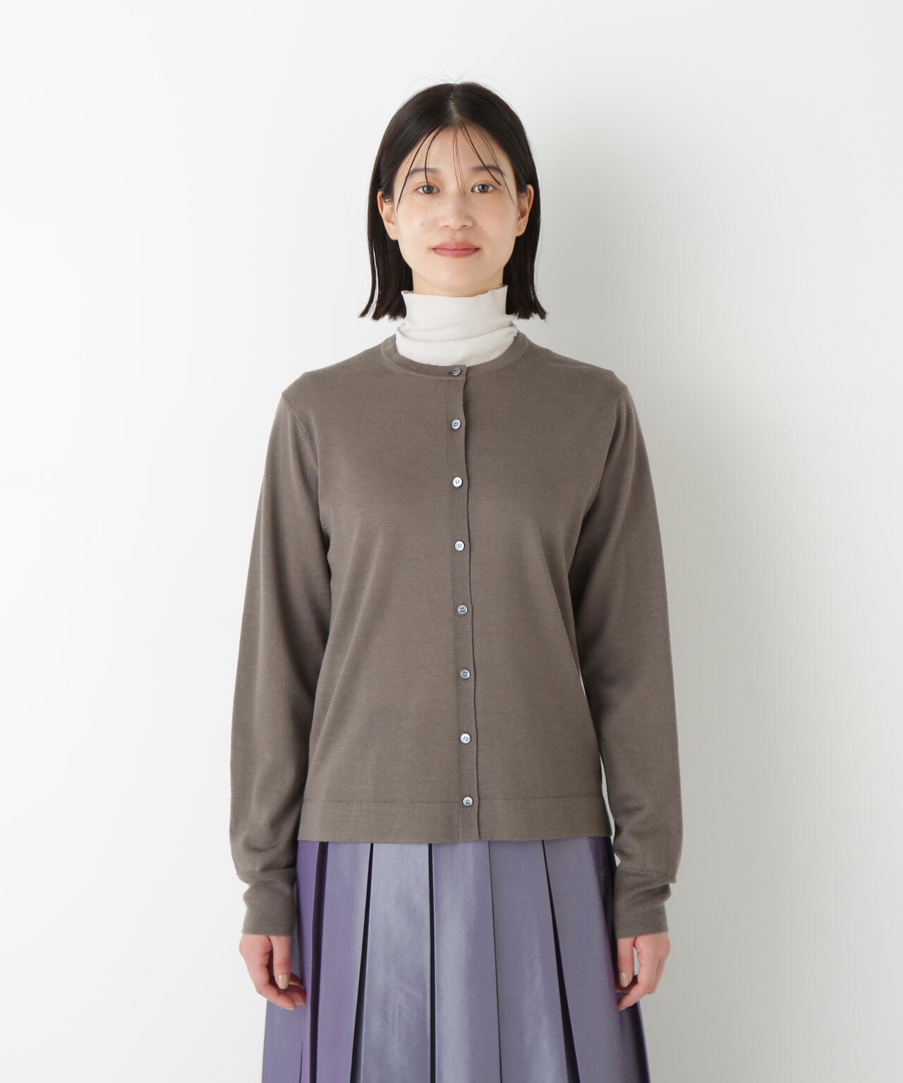 ハイツイストウールクルーネックカーディガン