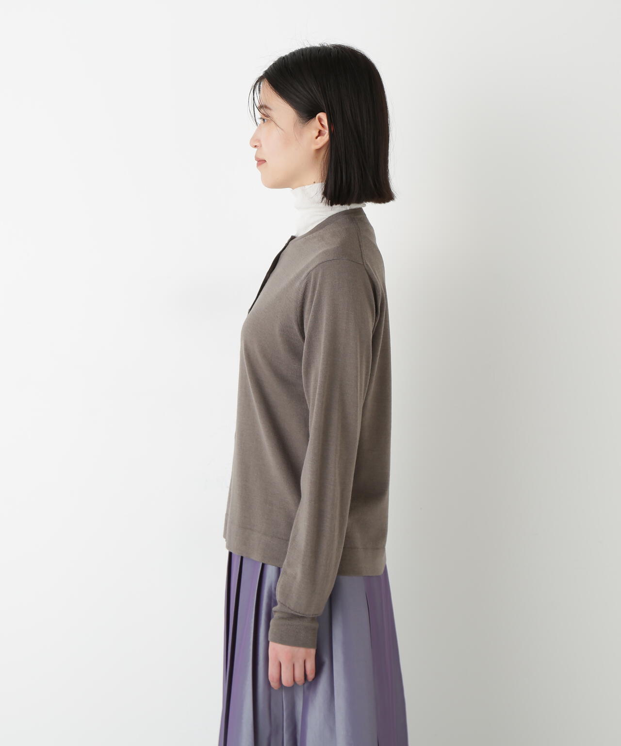 ハイツイストウールクルーネックカーディガン