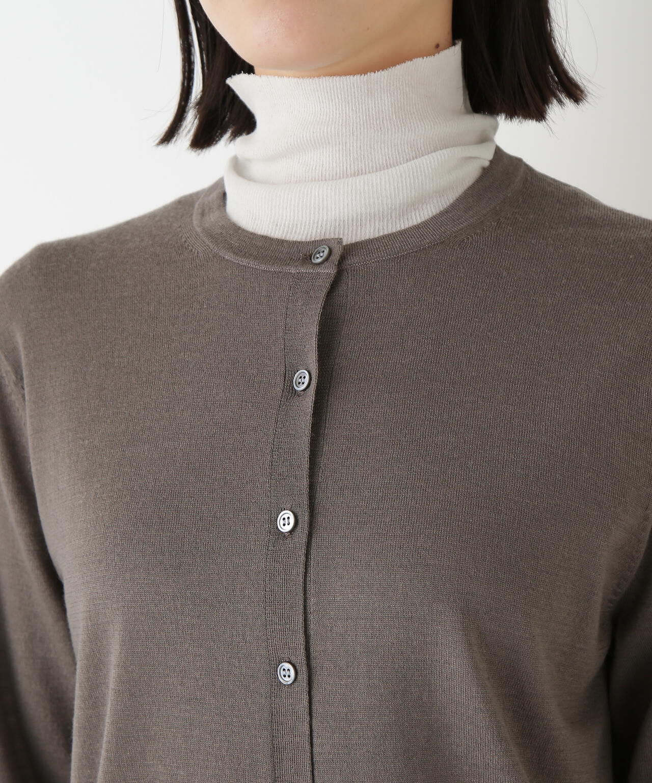 ハイツイストウールクルーネックカーディガン