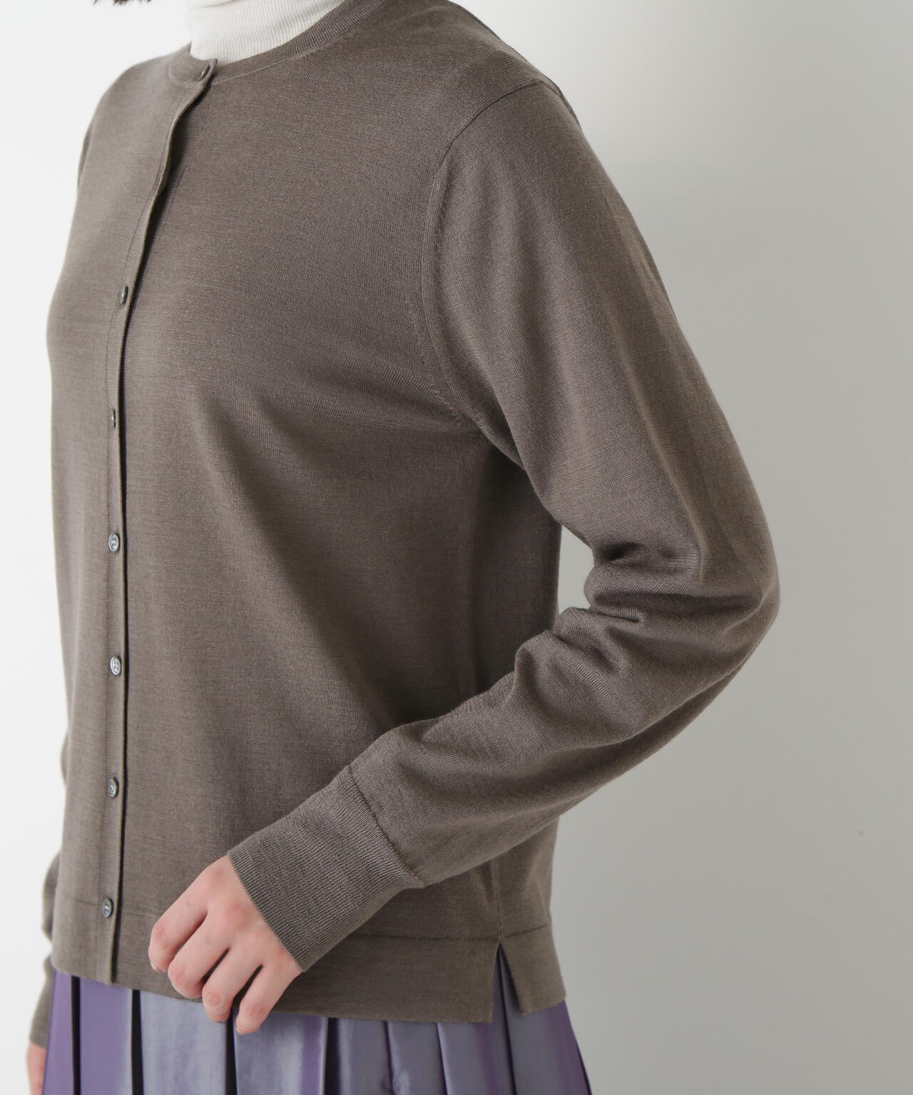 ハイツイストウールクルーネックカーディガン