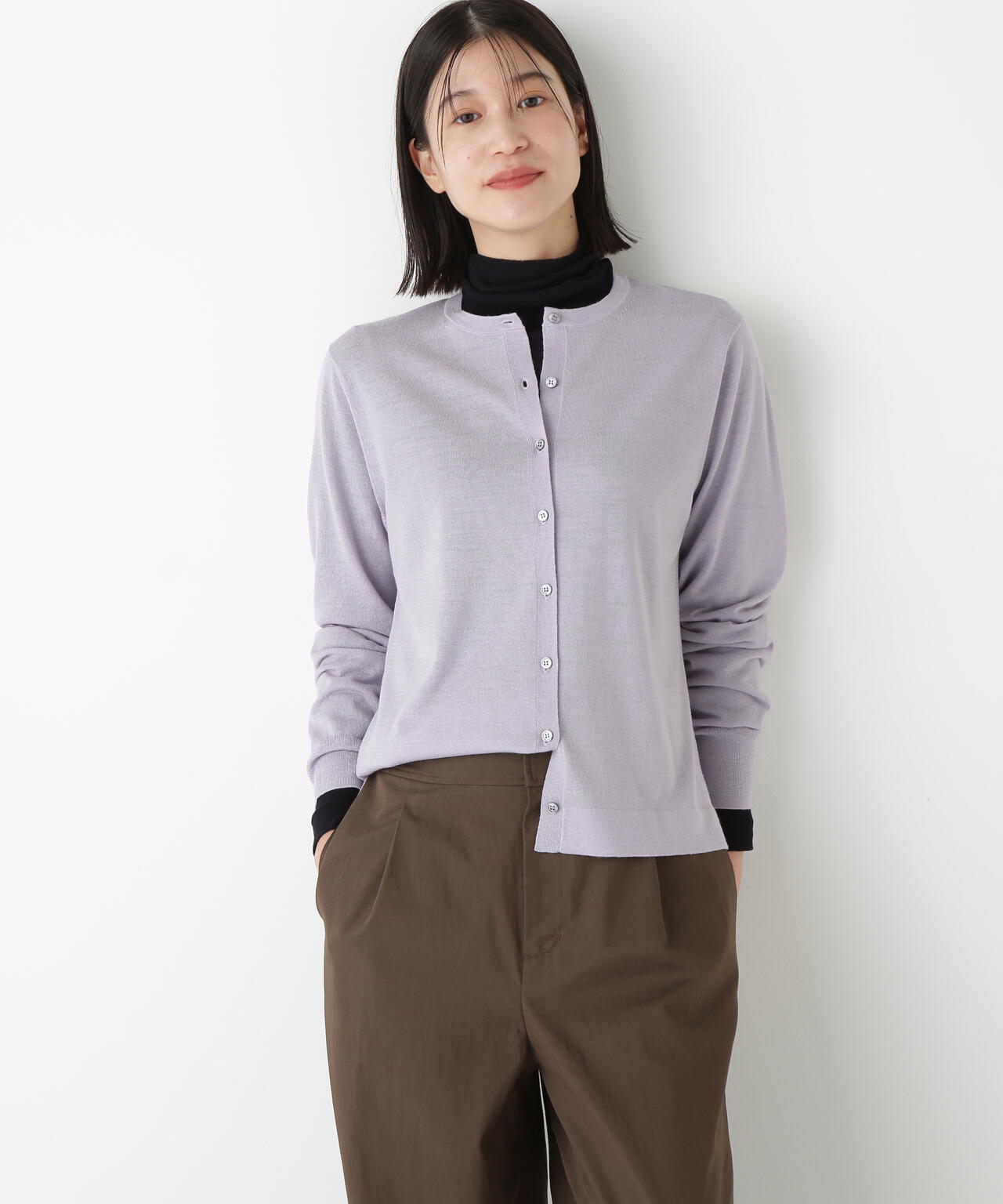 ハイツイストウールクルーネックカーディガン