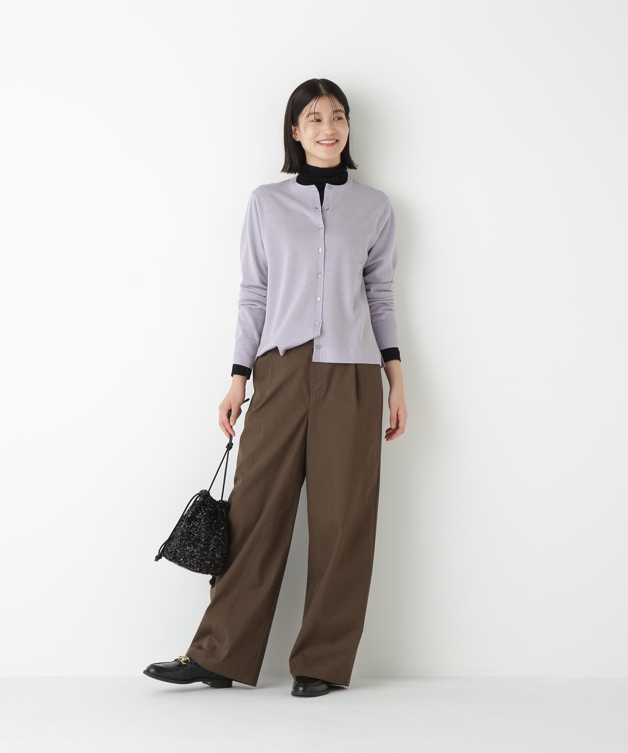 ハイツイストウールクルーネックカーディガン