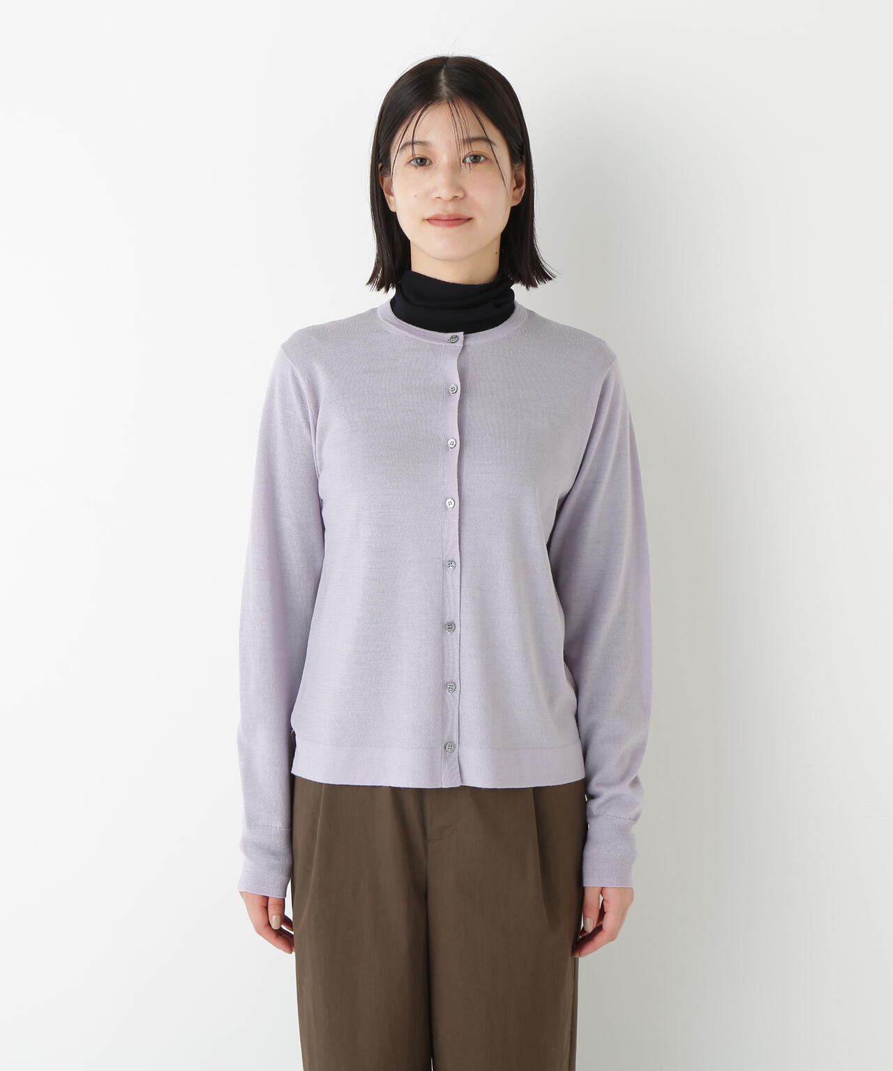 ハイツイストウールクルーネックカーディガン