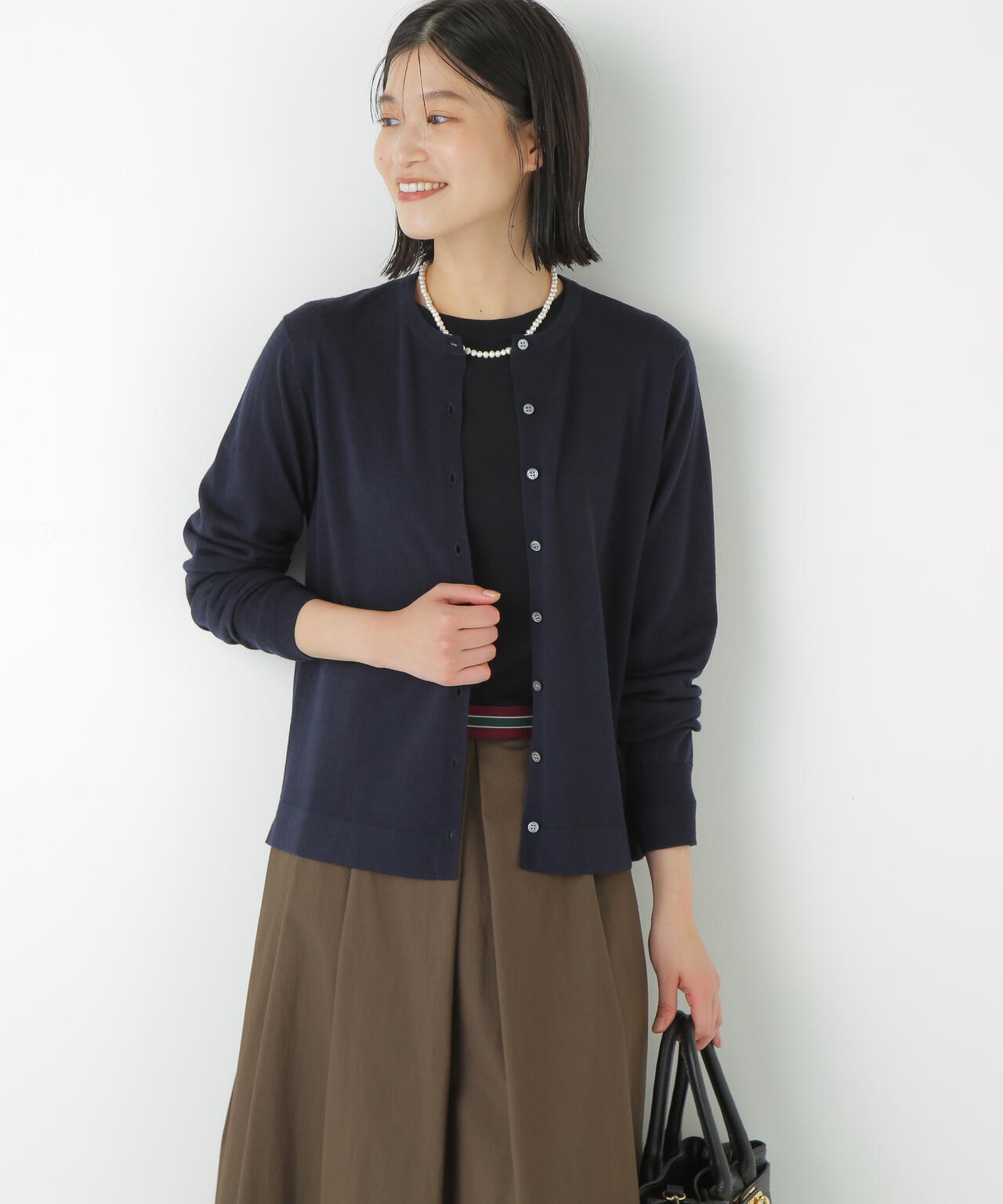 ハイツイストウールクルーネックカーディガン