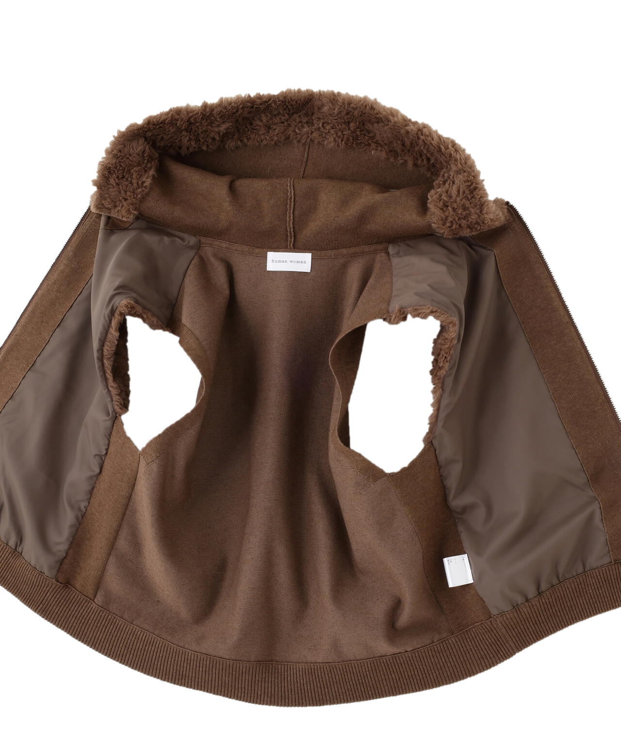 フェイクファージップアップフードベスト