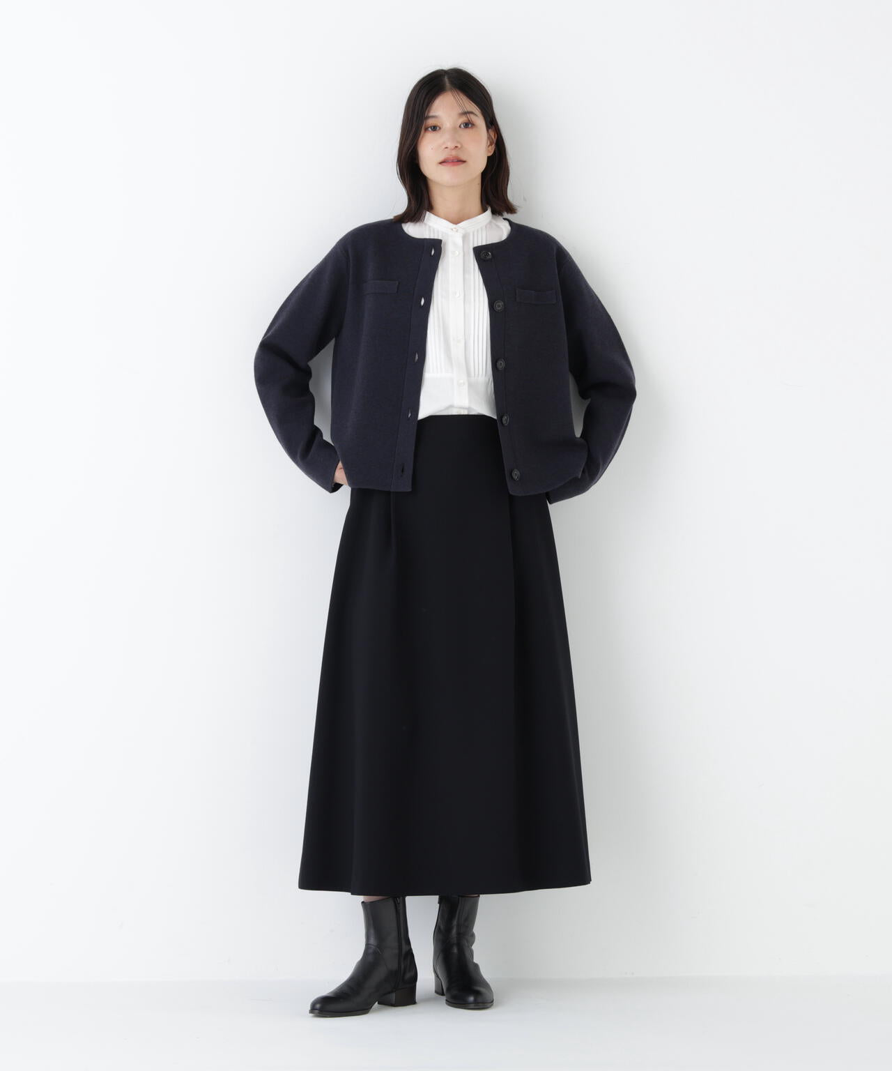 ≪洗える≫ハイゲージミラノリブクルーネックジャケット