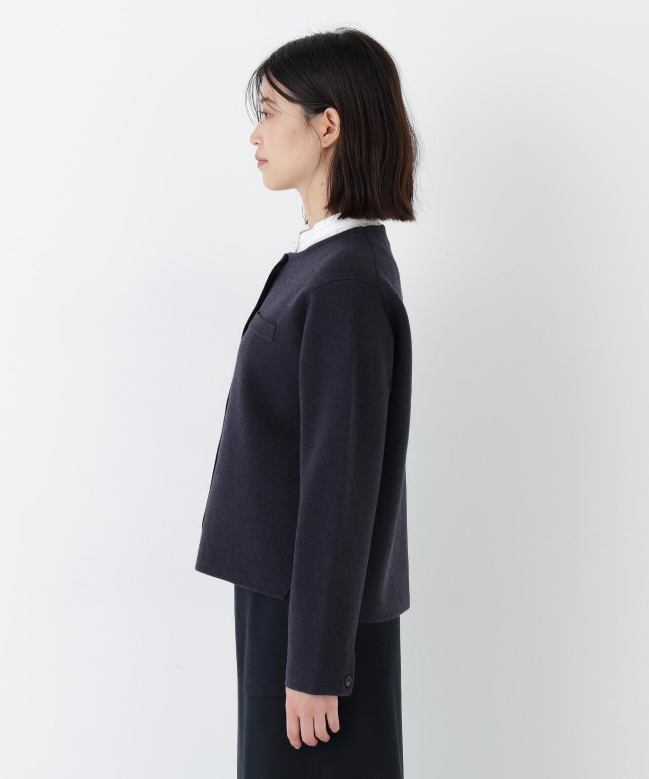≪洗える≫ハイゲージミラノリブクルーネックジャケット