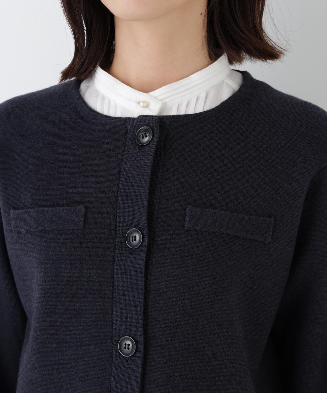 ≪洗える≫ハイゲージミラノリブクルーネックジャケット