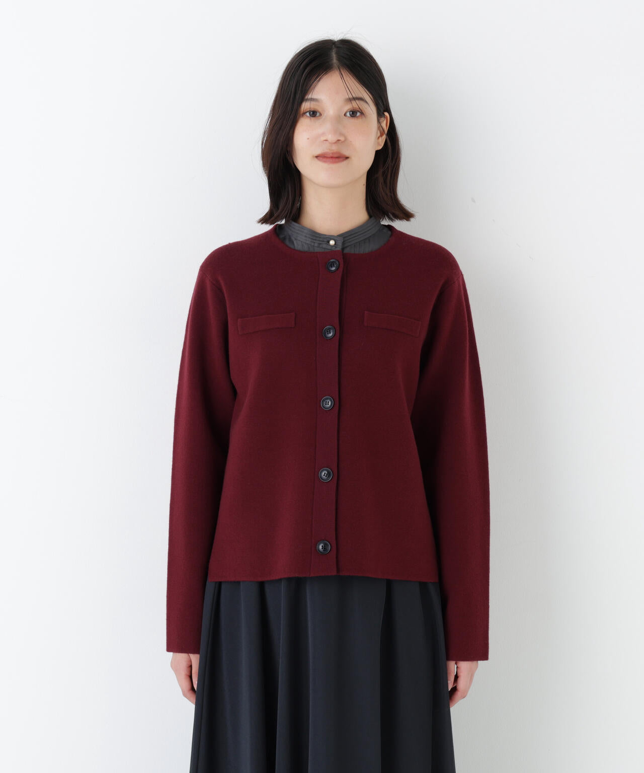 ≪洗える≫ハイゲージミラノリブクルーネックジャケット