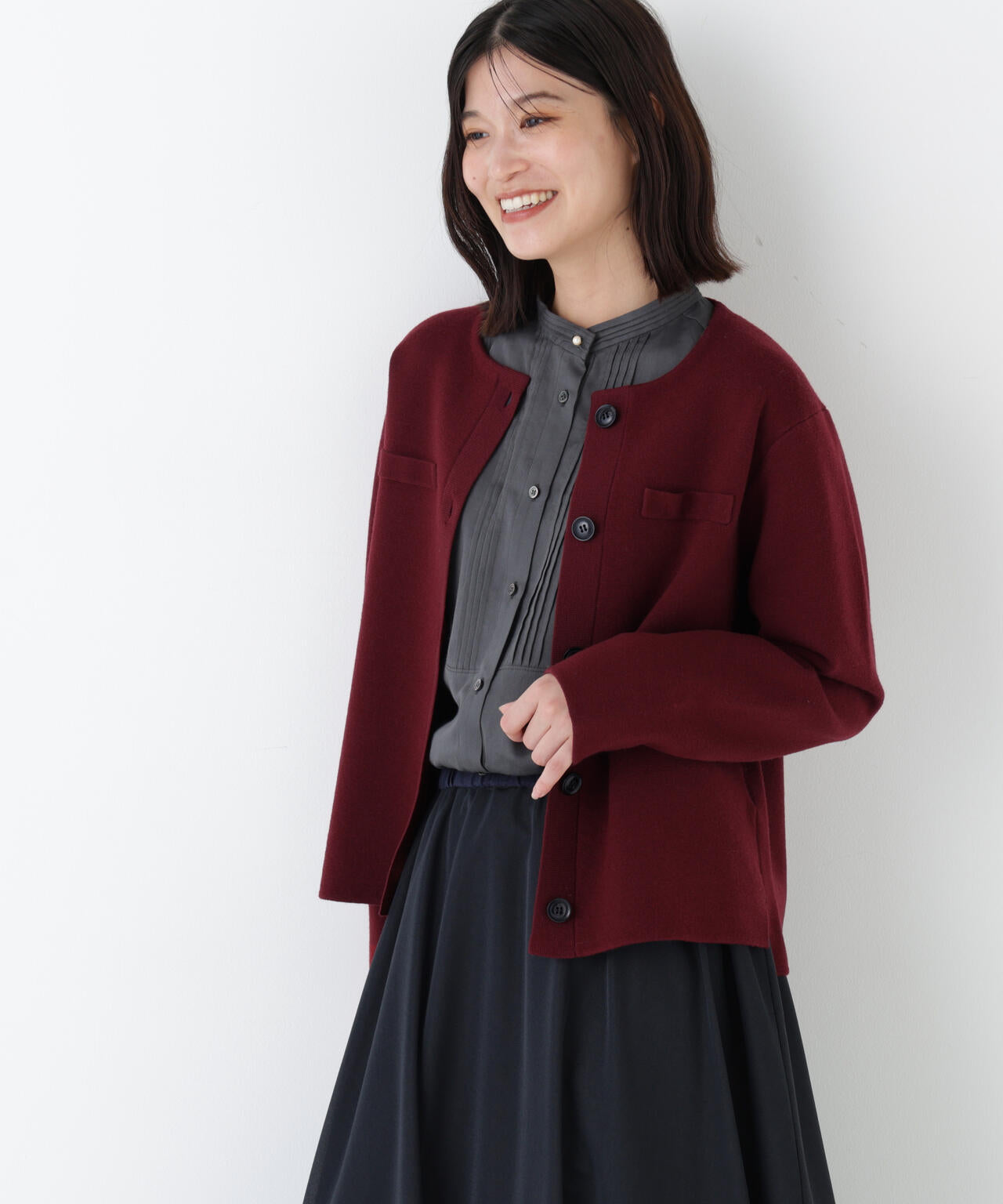 ≪洗える≫ハイゲージミラノリブクルーネックジャケット