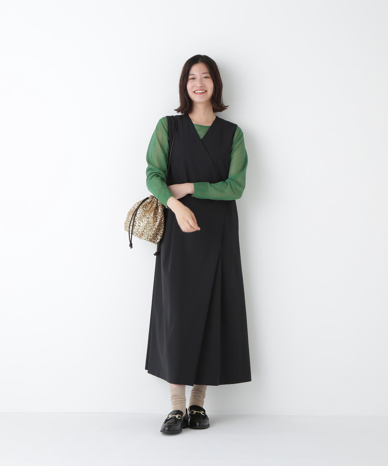 スパンコールドローストリングバッグ