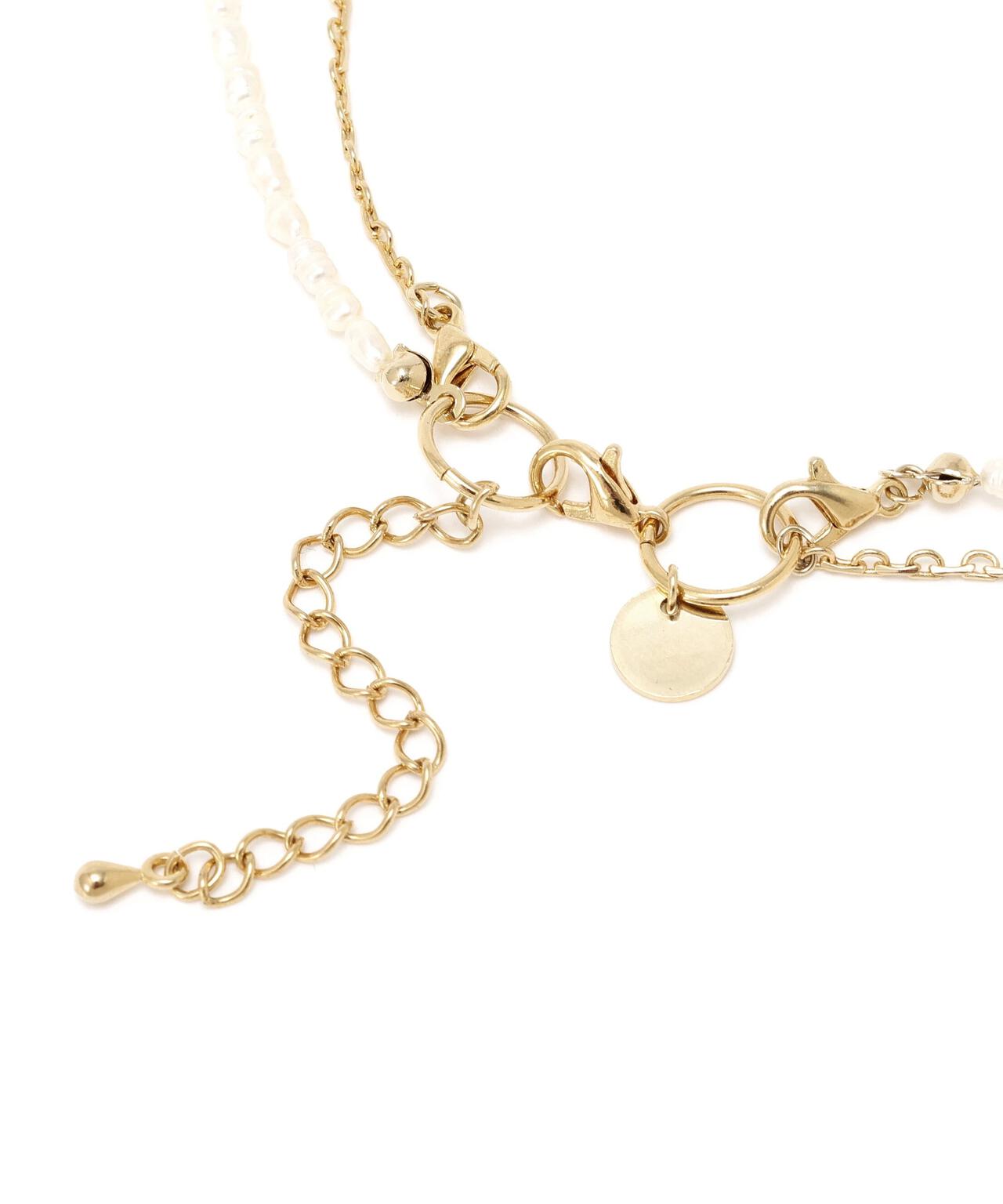 パール&レースチェーン2連ネックレス