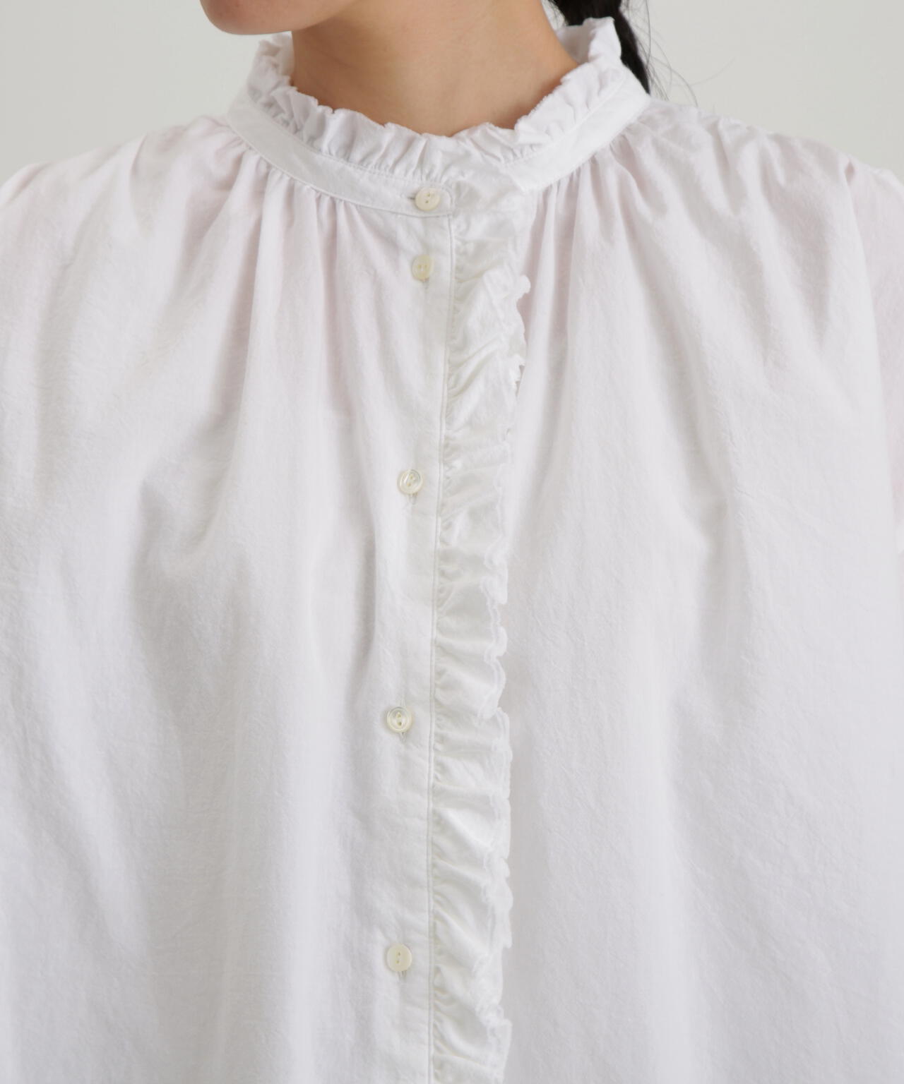 荒炊き染フリル衿ブラウス