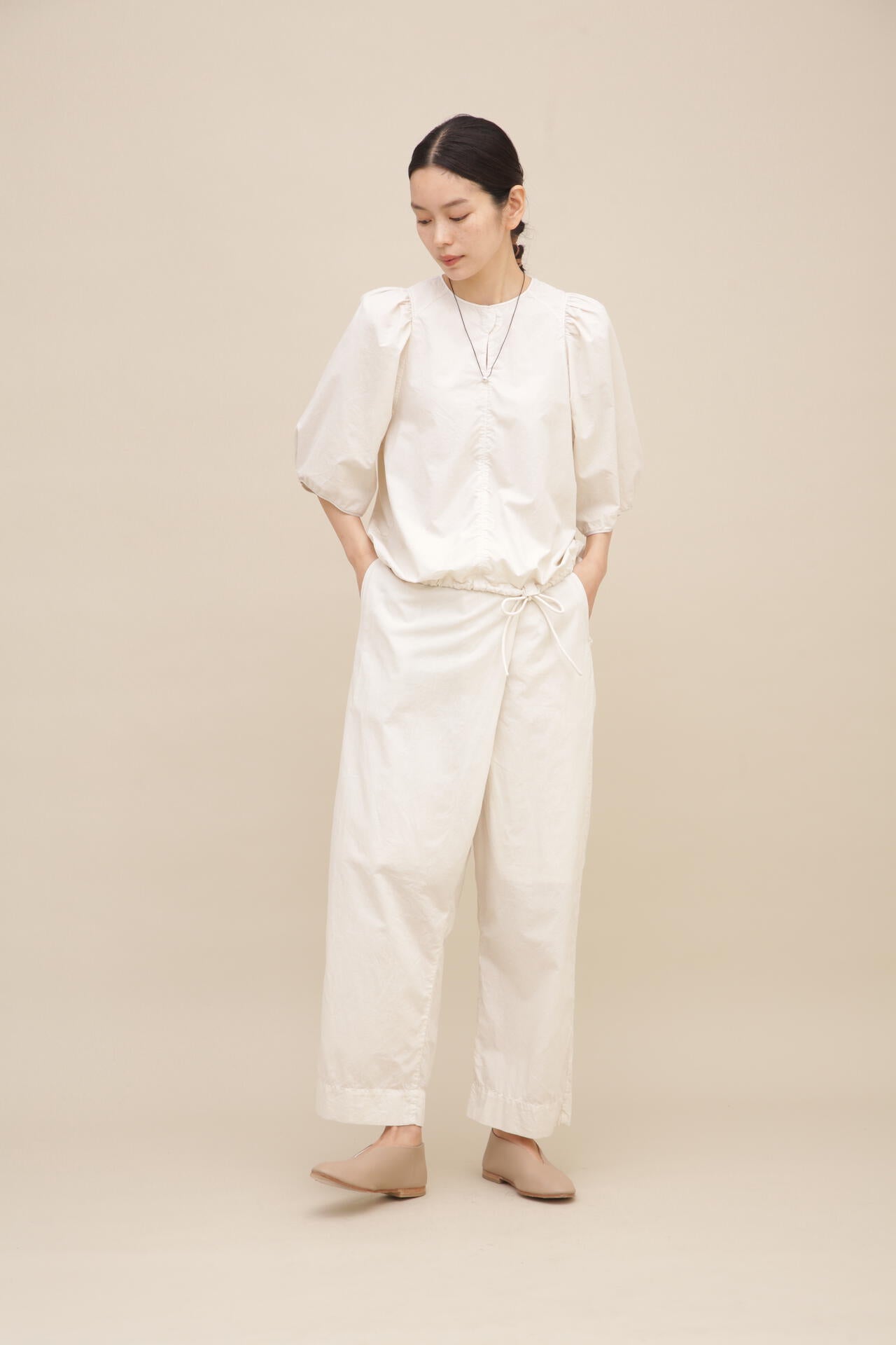 轟木節子×wagona 製品染めコットンシルクブロードパンツ