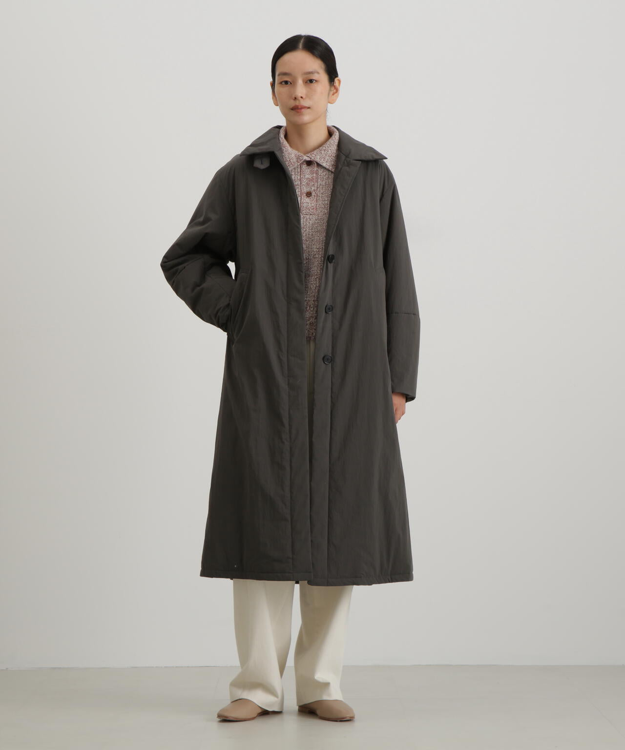 ウールFOXシルク襟付きニットトップス