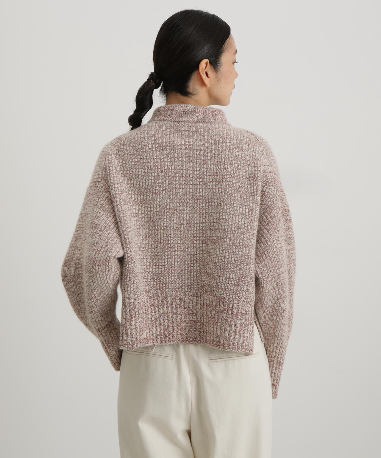 ウールFOXシルク襟付きニットトップス