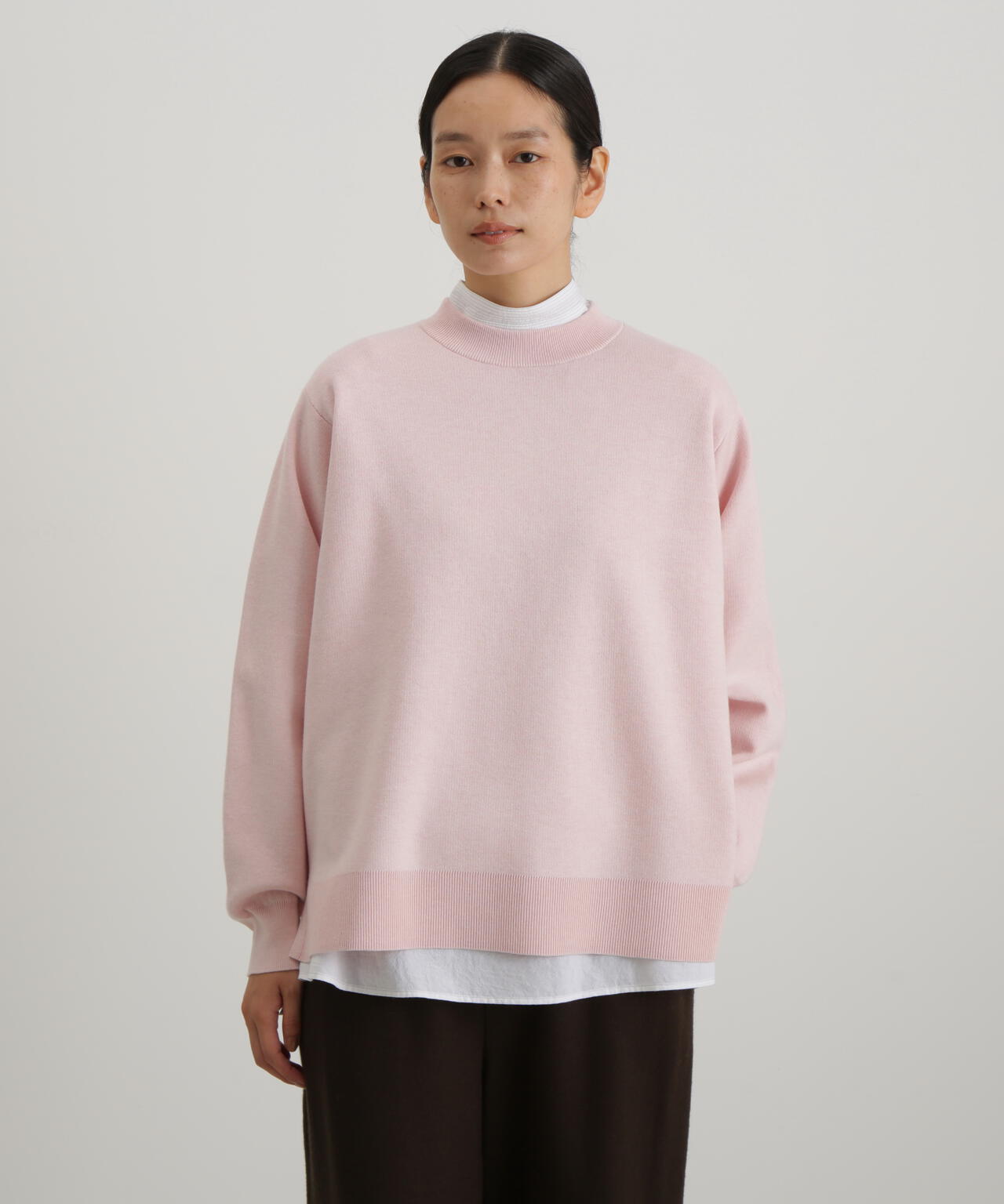 コットンカシミヤ接結ニットプルオーバー